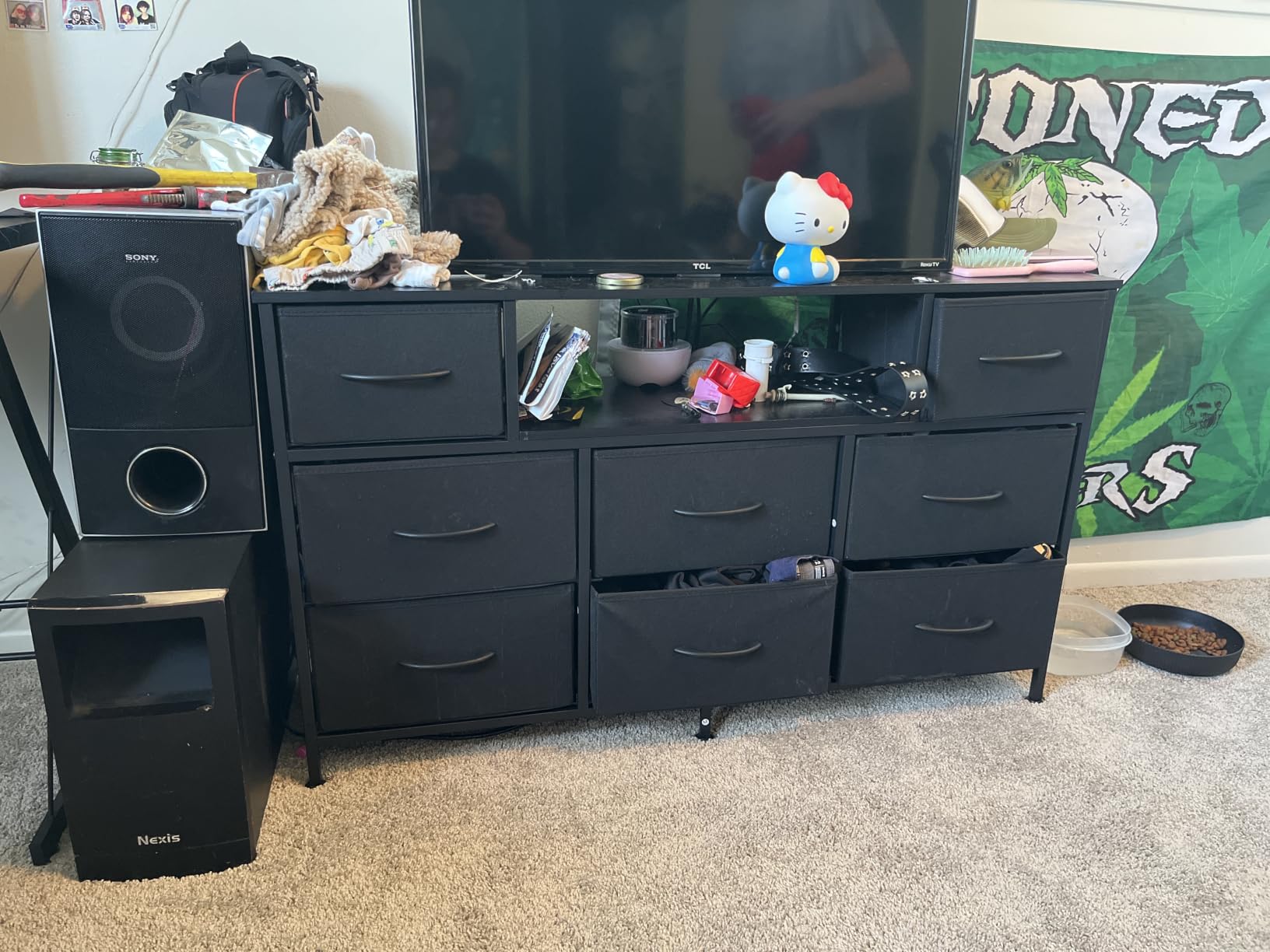 SONGMICS BELLAH Collection - Dresser for Bedroom with Outlets and LED Lights, TV Stand for TVs Up to 65 Inches, Chest of Drawers, 8 Drawers, Steel, Modern, Ink Black ULGS434BH02S customer photo 2