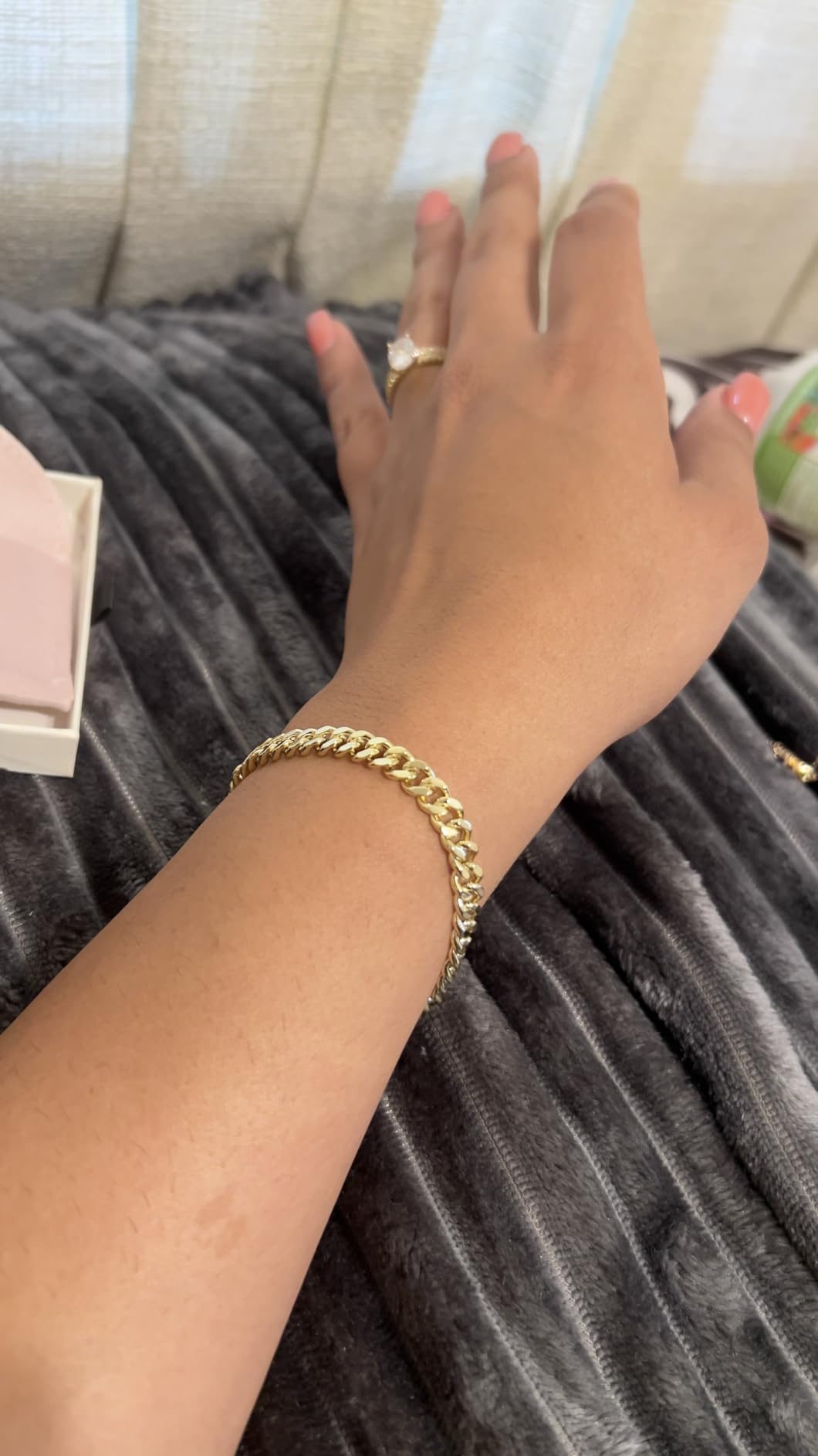 6mm 14K Gold Bracelet for Men & Women Cuban Bracelet Gold Diamond-Cut Hypoallergenic Chains Gold Cuban Link Curb Chain Bracelet Jewelry Gifts customer photo 1