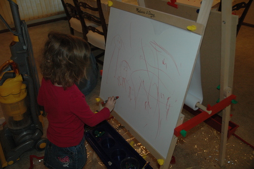 Melissa & Doug Deluxe Standing Art Easel - Dry-Erase Board, Chalkboard, Paper Roller customer photo 2