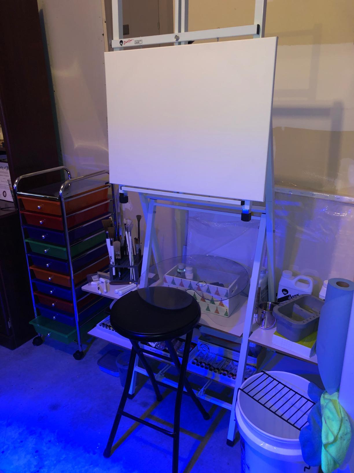 Bob Ross 2in1 Easel | White Baked-Enamel Steel H-Frame, Adjustable Height and Canvas Tilt, Converts to Four-Leg Tabletop, Large Tool Shelf customer photo 1