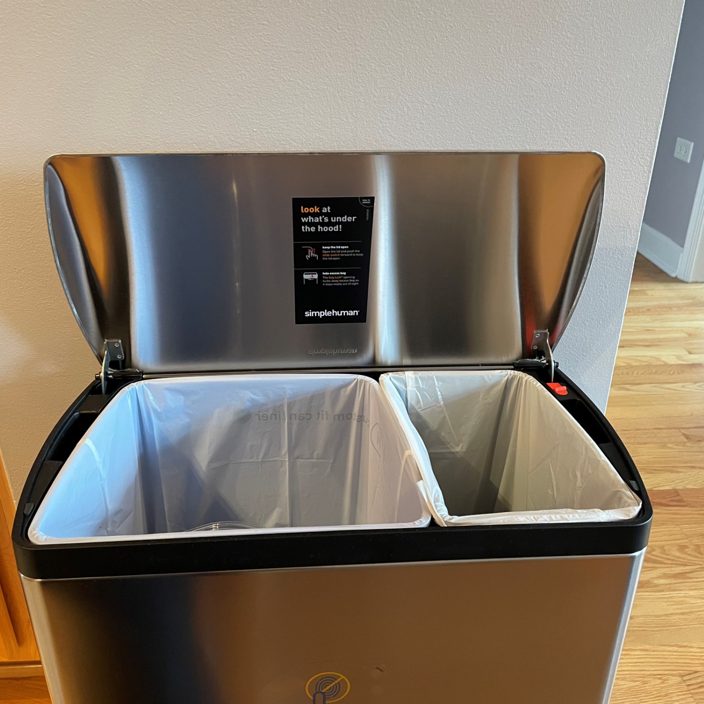 simplehuman 38 Liter / 10 Gallon Rectangular Kitchen Step Trash Can, Brushed Stainless Steel customer photo 2