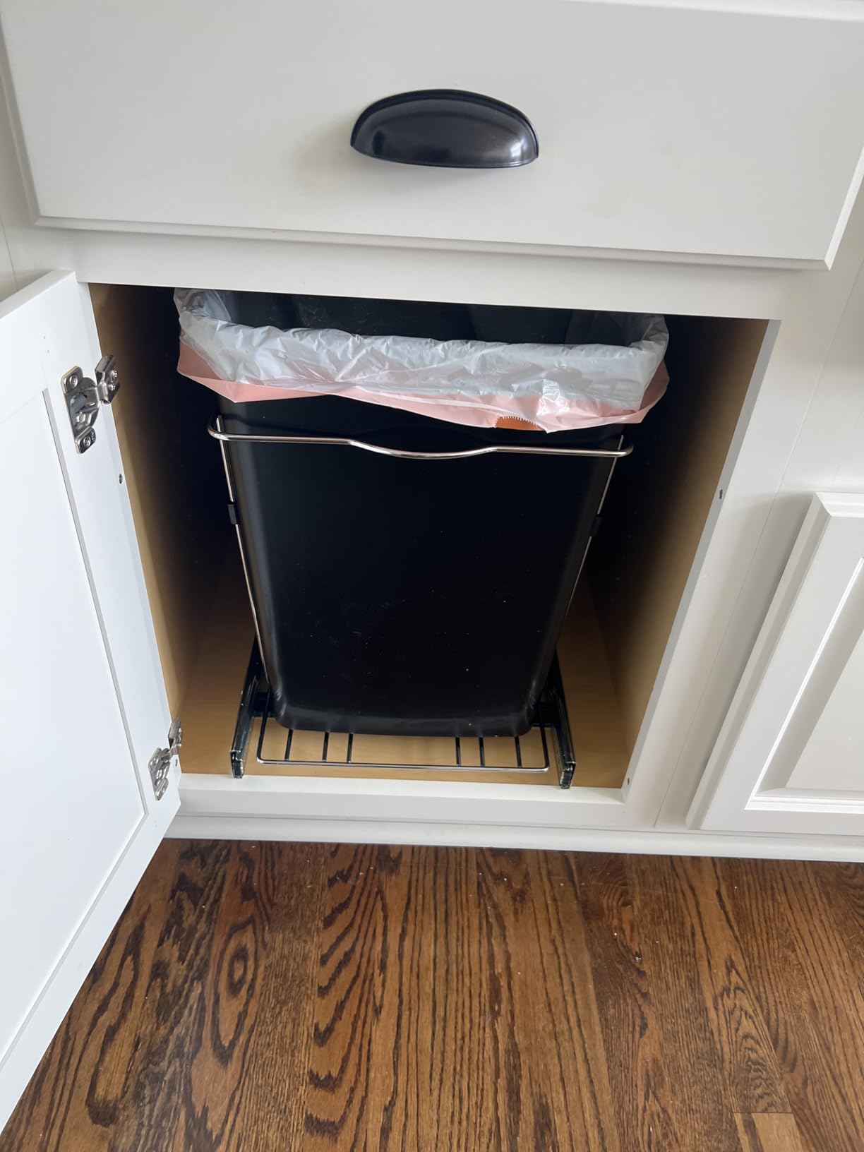 Rev-A-Shelf Double 35 Qt Pullout Trash Can for Base Kitchen Cabinets, Garbage Waste Bin System with Full-Extension Slides, Min Opening Width of 14.5