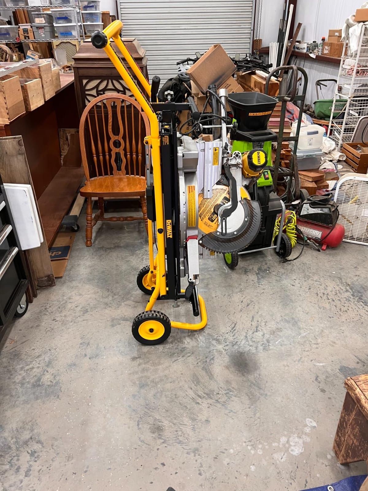 DEWALT Miter Saw Stand With Wheels, 32-1/2 in. x 60 in Foldable Rolling Stand, Adjustable Height, Durable Steel, 8 ft. Material Support, Universal Mounting Rails (DWX726) customer photo 1