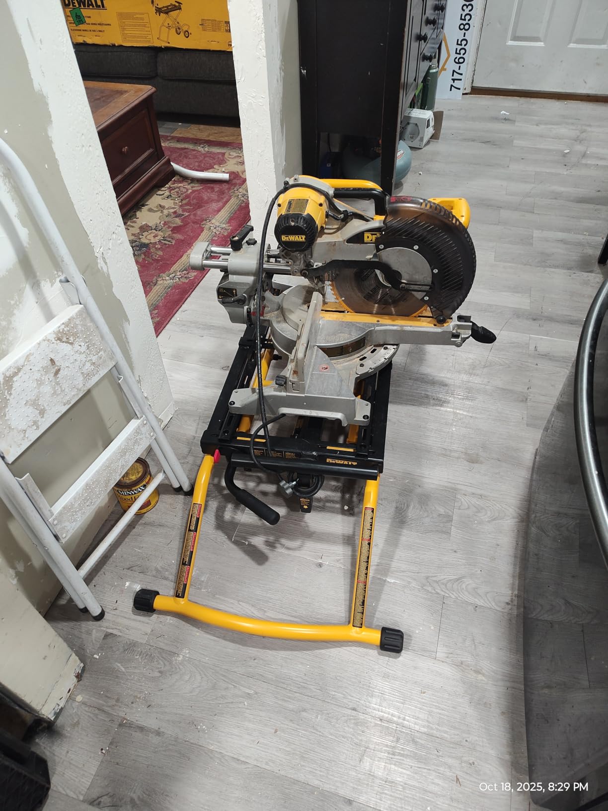 DEWALT Miter Saw Stand With Wheels, 32-1/2 in. x 60 in Foldable Rolling Stand, Adjustable Height, Durable Steel, 8 ft. Material Support, Universal Mounting Rails (DWX726) customer photo 2