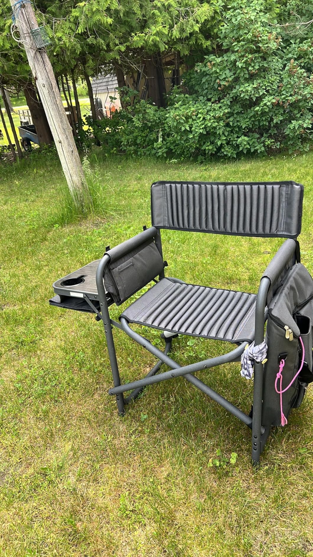PICNIC TIME Fusion Camping Chair with Side Table and Soft Cooler, Outdoor Foldable Padded Camping Chairs with Cup Holder for Lawn, Beach, & Sports Use for Adults, (Dark Gray Blue Accents) customer photo 2