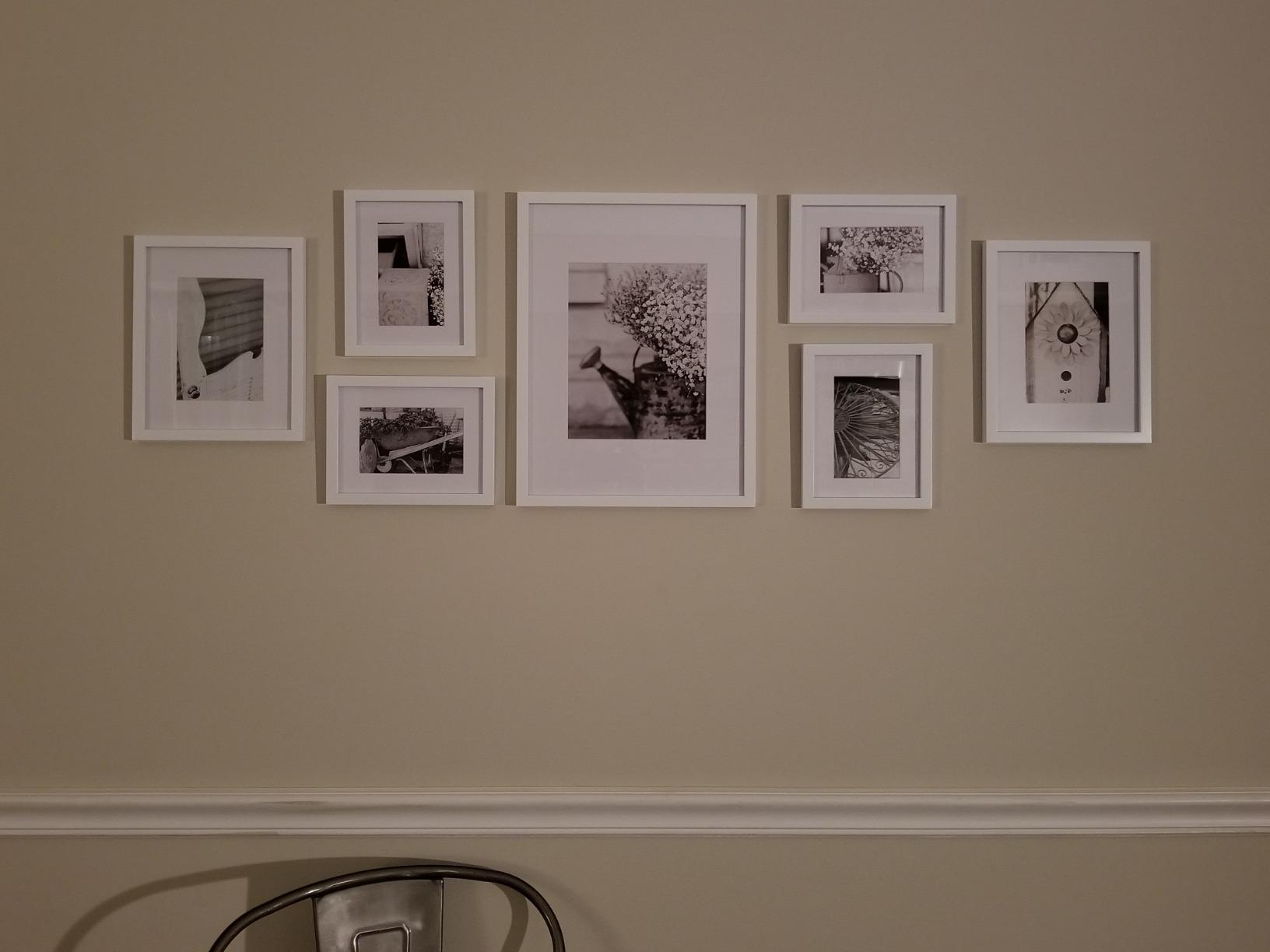 Gallery Perfect Multi-Size Picture Frame Set 7 Pack, Black Gallery Wall Frames with Hanging Hardware, Clear Glass - One 12x16, Two 8x10, Four 6x8 Matted Photo Frames for Wall Display customer photo 1
