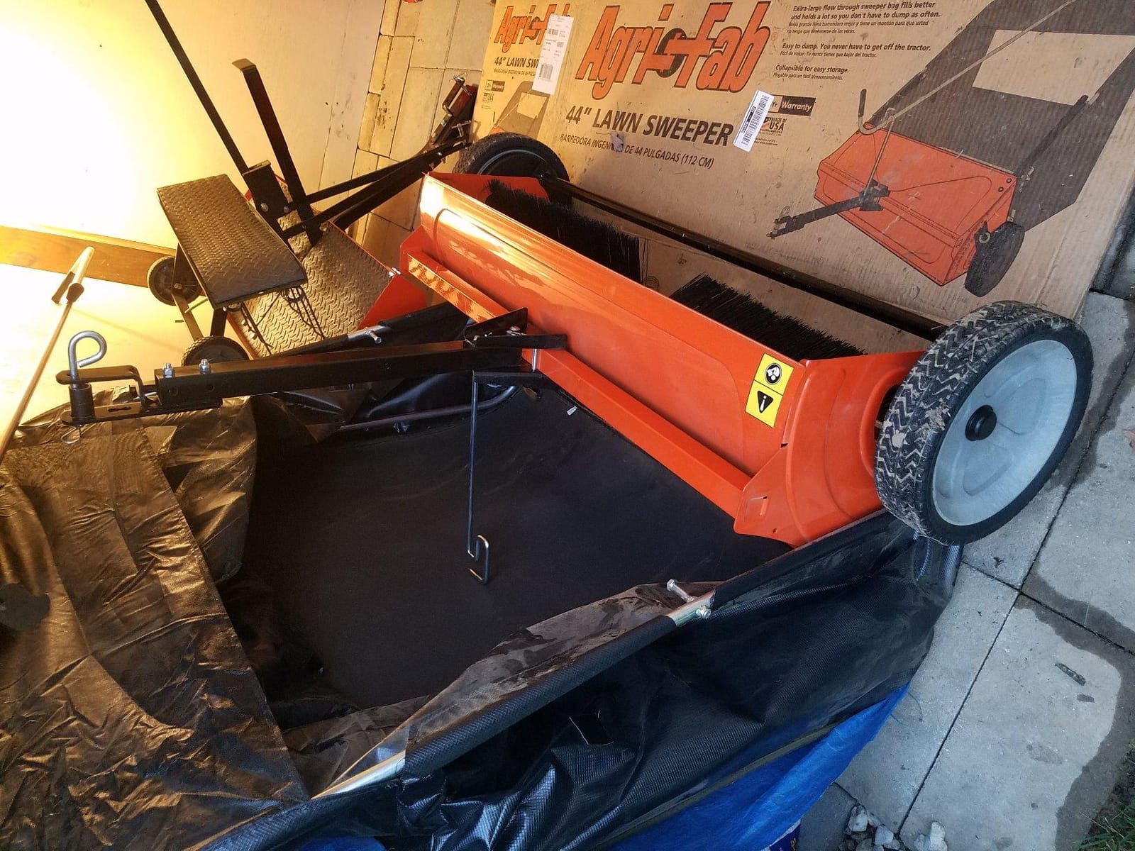 Agri-Fab 44 In Tow-Behind Lawn Sweeper with 28 Cu Ft Flow-Through Hopper Bag, Adjustable Brush Height, and Dump From Seat Handle customer photo 2