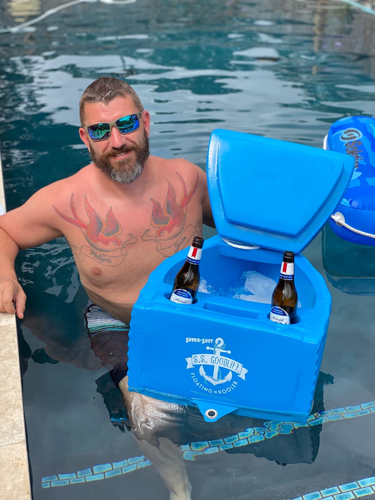 TRC Recreation Beverage Cooler, Super Soft SS Goodlife Floating Kooler w/Accessory Holder & Tie-Off Grommet for Pool, Spa, Lake & Beach customer photo 1