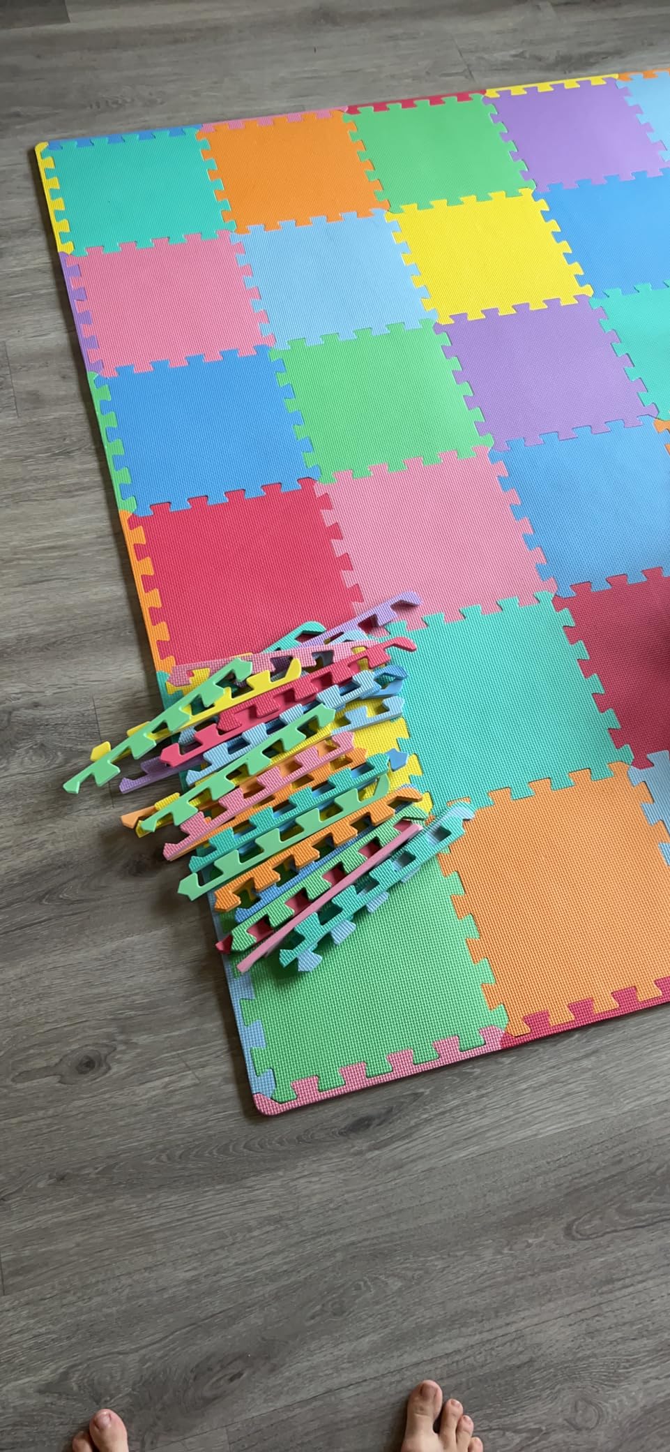 ProSource Baby Play Mat, Soft Foam Floor Tiles for Kids, Interlocking EVA Panels for Playpen Use, Crawling Development Surface, Safe Non-Toxic Toddler Flooring, 36 Tiles, Multicolor customer photo 2