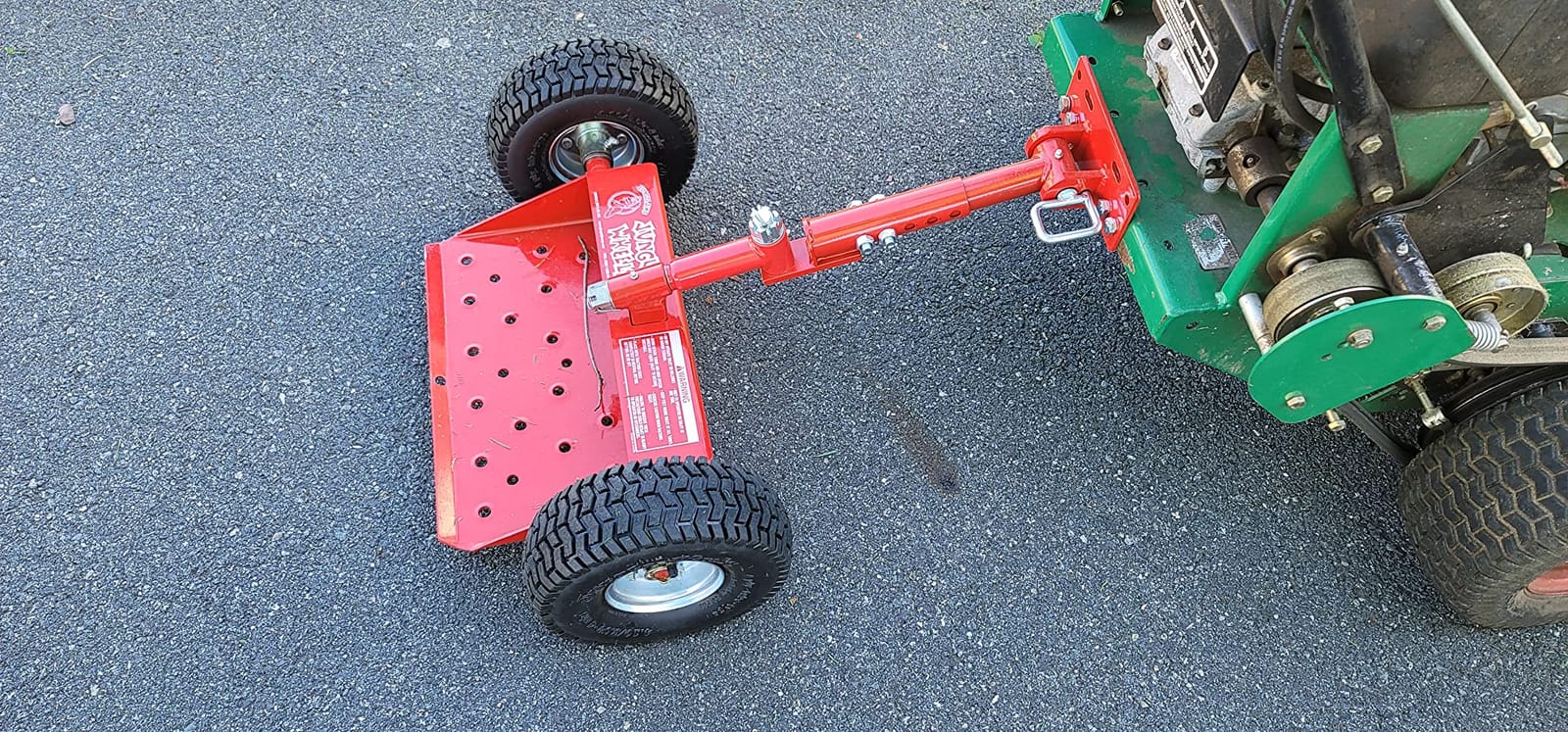 Jungle Jim's Jungle Wheels Lawn Mower Sulky - Red Edition - Stand-On Two-Wheel Sulky for Walk-Behind Mowers customer photo 1