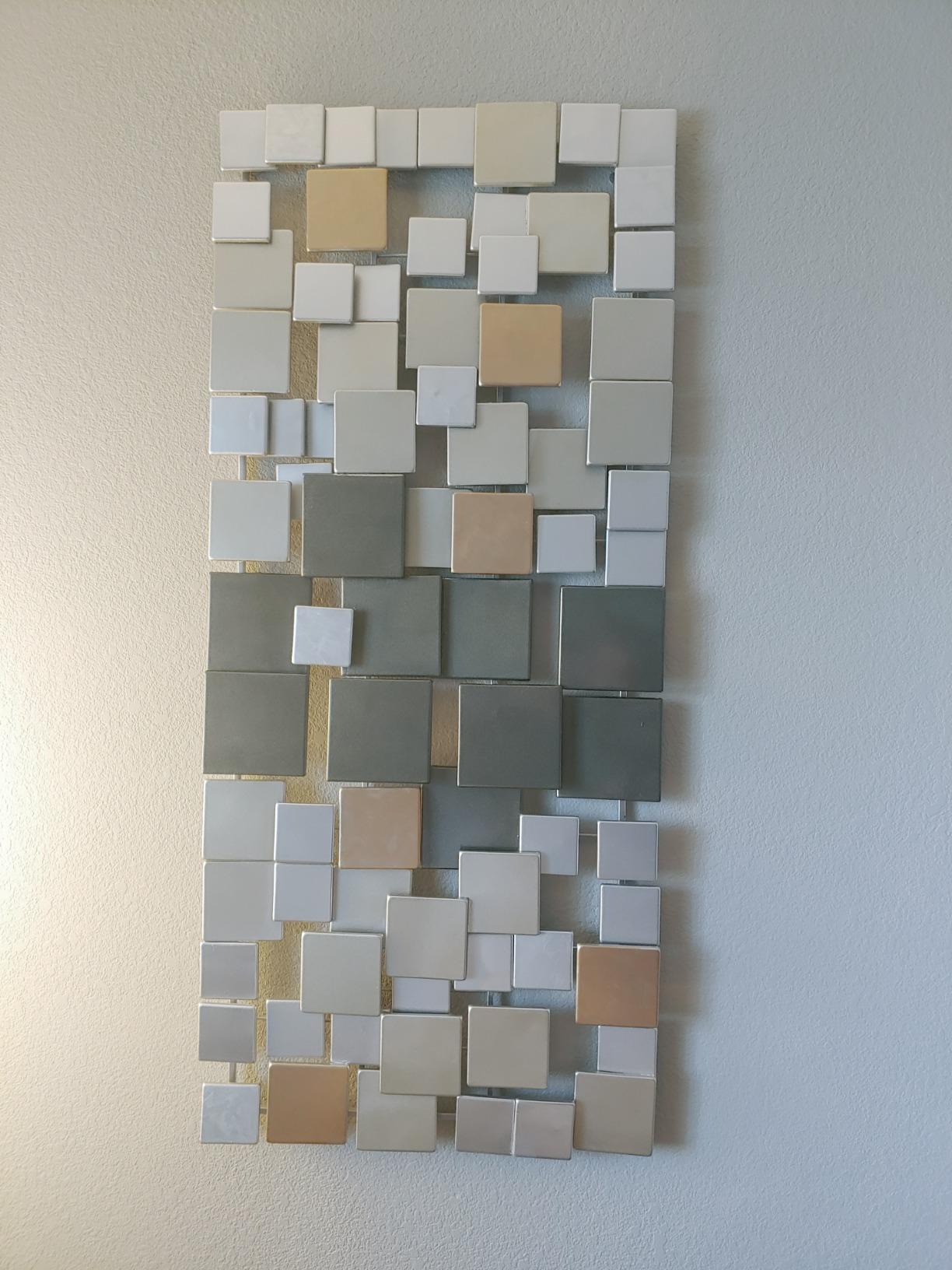 SEI Furniture Wavson Wall Sculpture, Geometric 3D Design, Unique Mounting Wall Art, Silver, 47.00