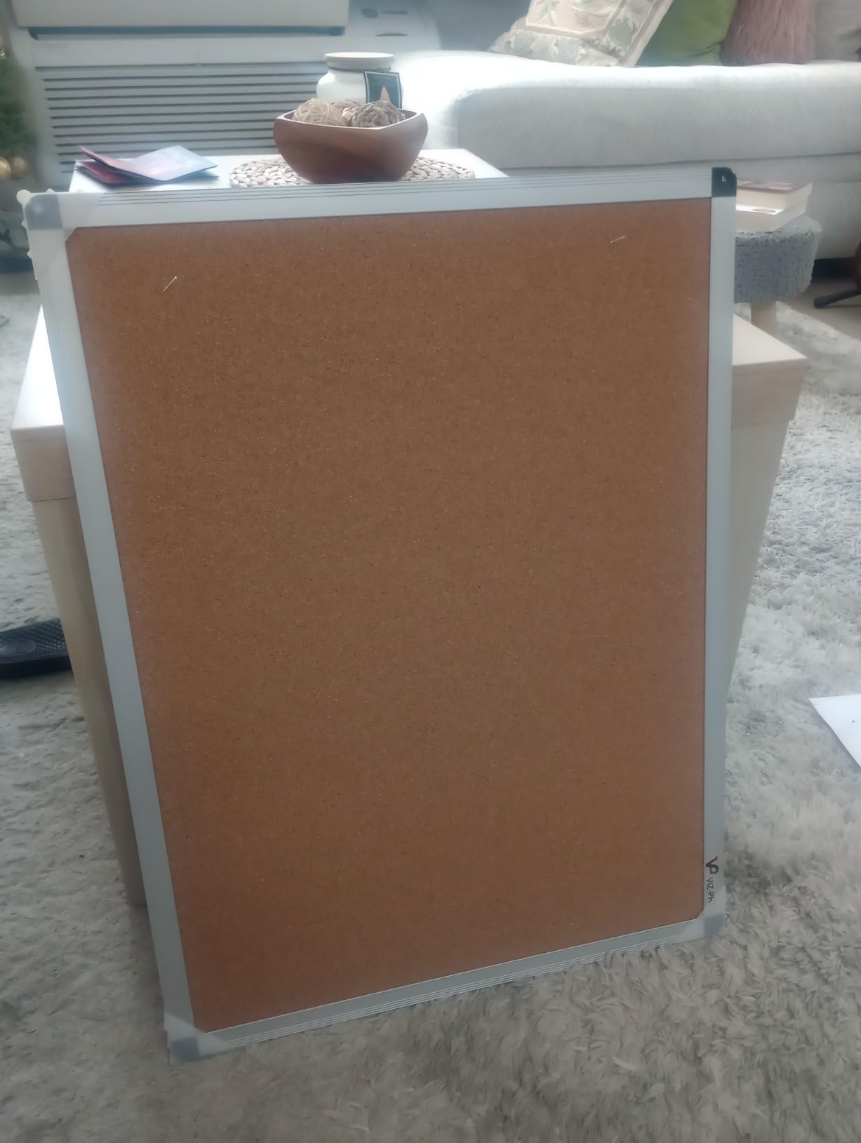 VIZ-PRO Cork Notice Board, 48 X 36 Inches, Cork Bulletin Board with Silver Aluminium Frame customer photo 2
