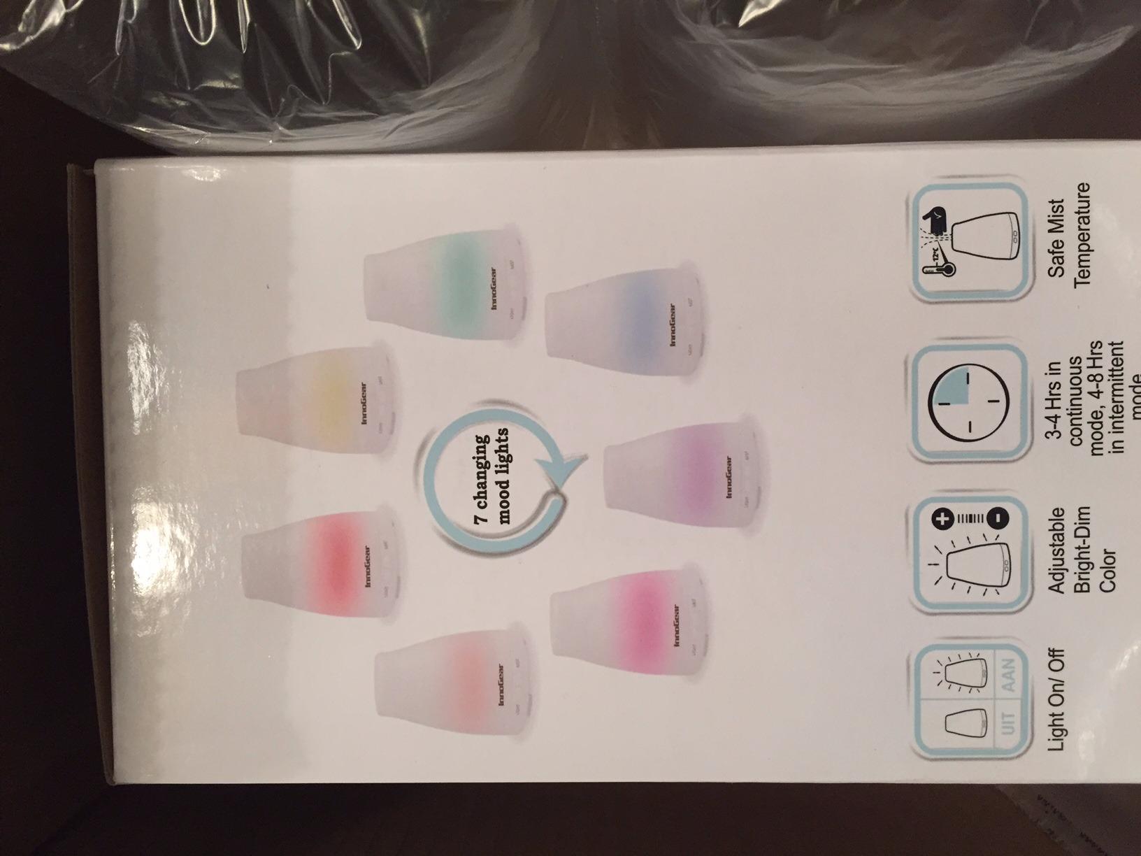 InnoGear Essential Oil Diffuser, Ultrasonic Diffusers for Home Aromatherapy Humidifier for Bedroom Room 7 Colors LED 2 Mist Mode Auto Off, Basic White customer photo 1