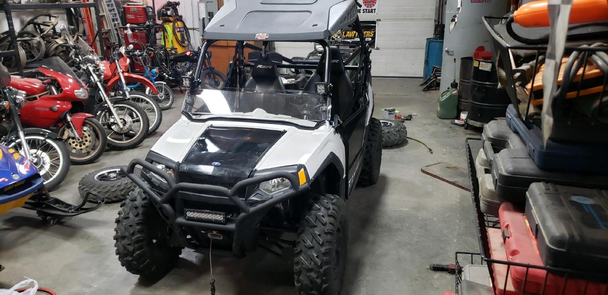 SuperATV Front Bumper/Brush Guard for multiple Polaris models, Heavy Duty 38mm Carbon Steel Tube, Powder Coated, 3mm Steel Skid Plate, Fully Protects Front End, See Fitment, USA Made customer photo 1
