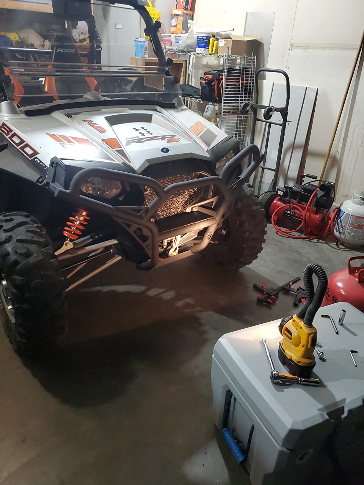 SuperATV Front Bumper/Brush Guard for multiple Polaris models, Heavy Duty 38mm Carbon Steel Tube, Powder Coated, 3mm Steel Skid Plate, Fully Protects Front End, See Fitment, USA Made customer photo 2