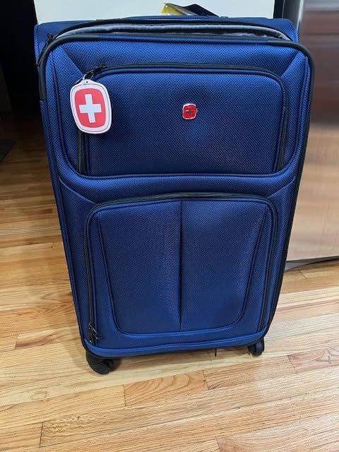 SwissGear Sion Softside Expandable Spinner Luggage Durable Lightweight Travel Suitcase, Dark Grey, Checked-Large customer photo 1
