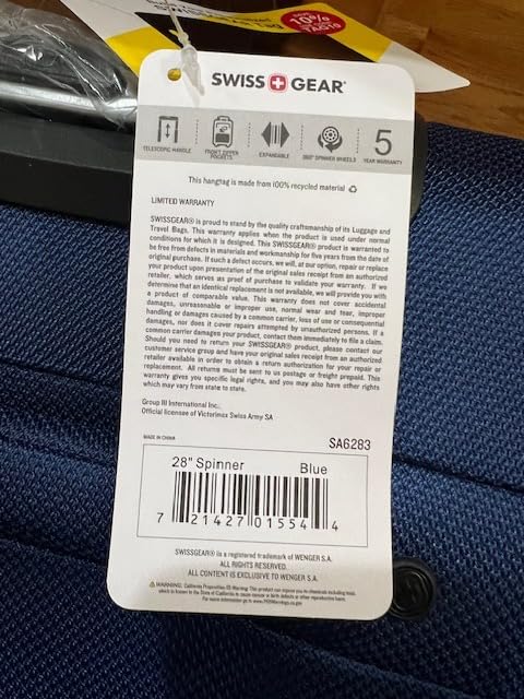 SwissGear Sion Softside Expandable Spinner Luggage Durable Lightweight Travel Suitcase, Dark Grey, Checked-Large customer photo 2