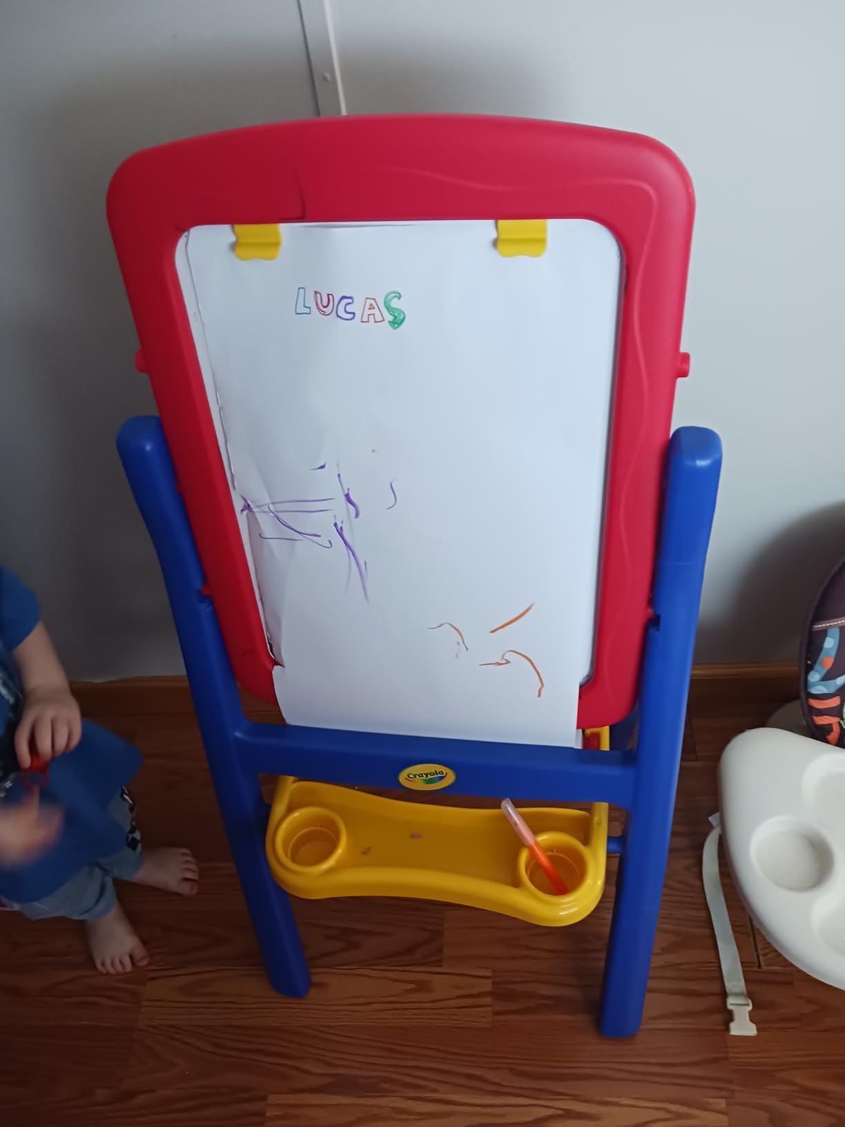 Crayola Qwikflip 2-Sided Kids Easel - 360 Degree Rotating Magnetic Whiteboard & Chalkboard - 4-in-1 Art Station with Paper Roll & 77 Magnetic Letters - Folds Flat for Storage customer photo 1