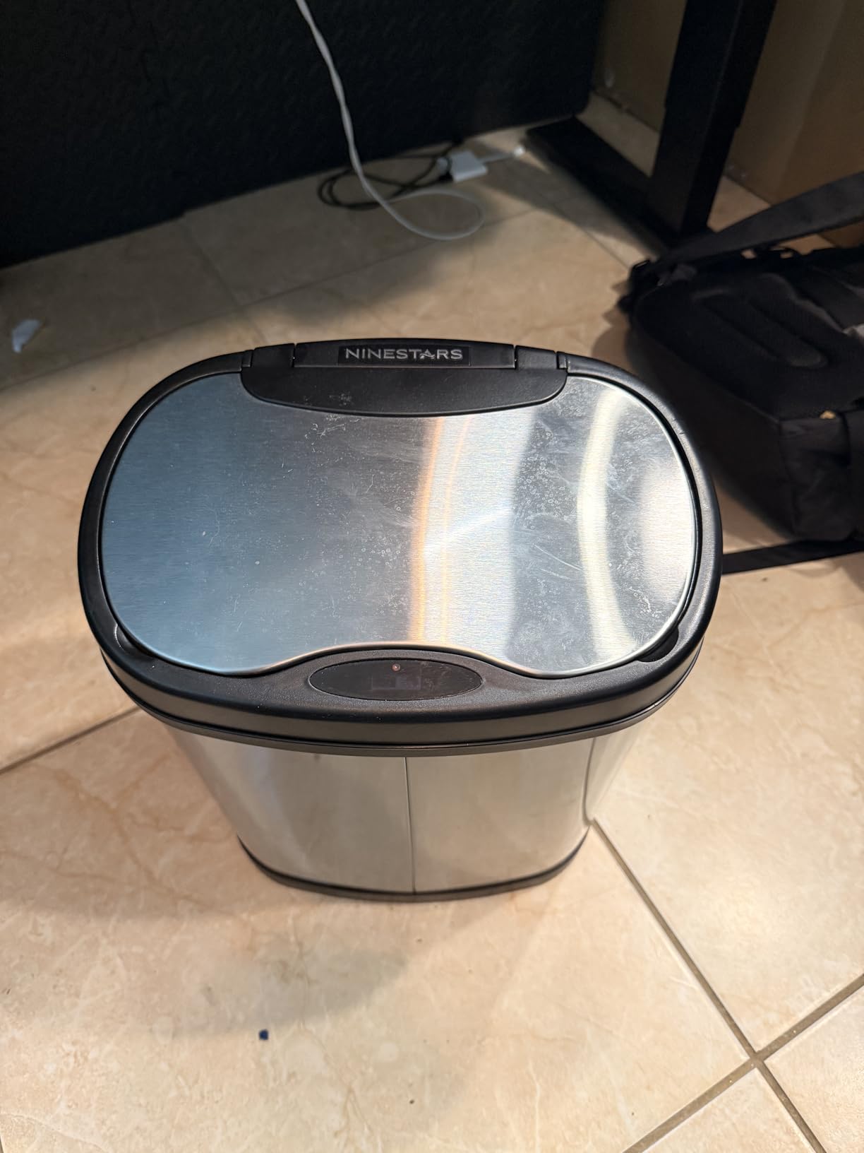 Ninestars Two-Piece Automatic Trash Can Combo Set, 13 Gal (50L) & 3 Gal (12L) Touchless Motion Sensor Garbage Cans with Odor-Sealing Lids, Matching Oval Stainless Steel, Black Trim customer photo 2
