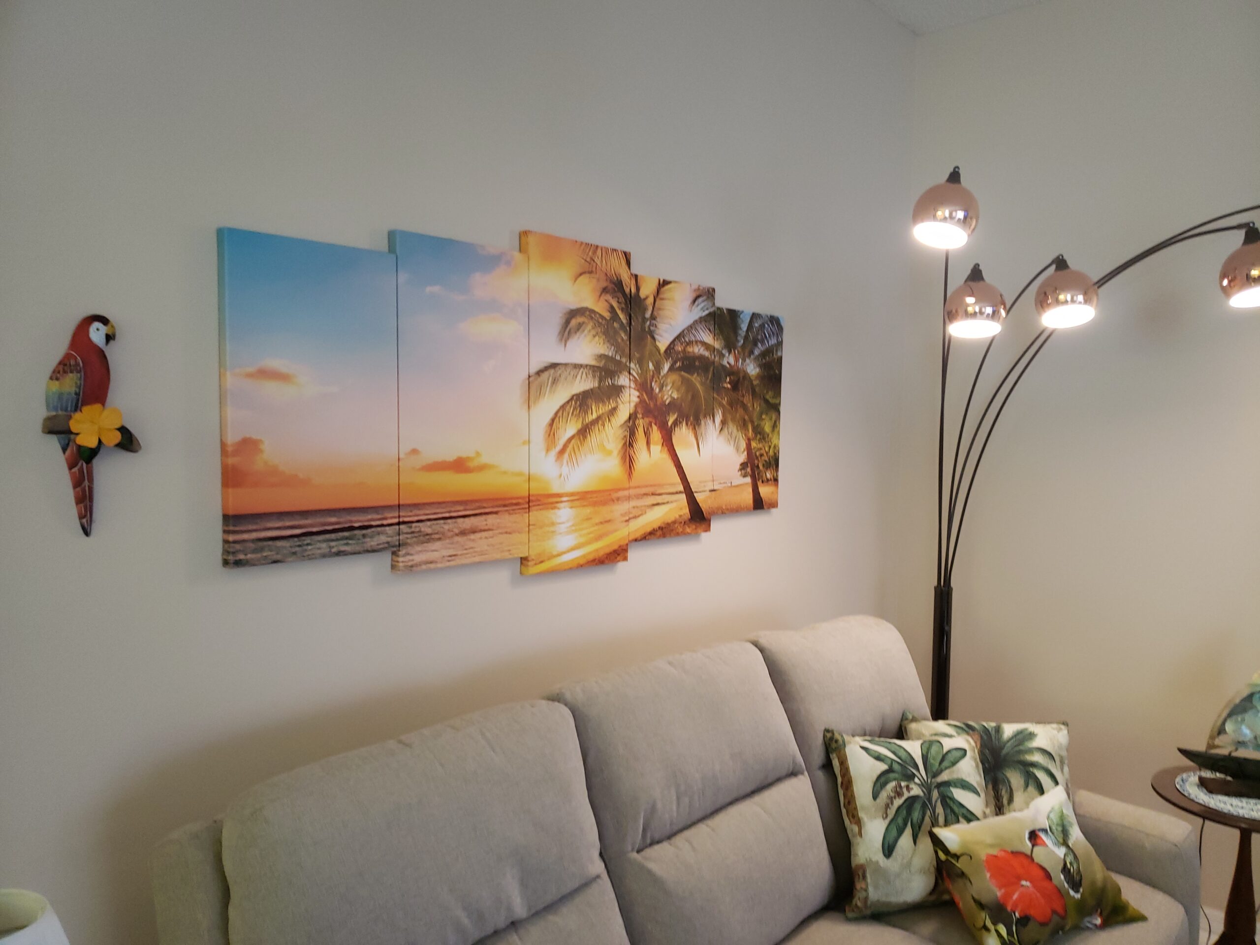 Wieco Art Cozy Sea Extra Large Modern Ocean Sunset Sea Beach Canvas Prints Pictures Paintings on Canvas Wall Art for Home Decor 5 Panels Gallery Wrapped Tropical scenery Seascape Giclee Artwork customer photo 1