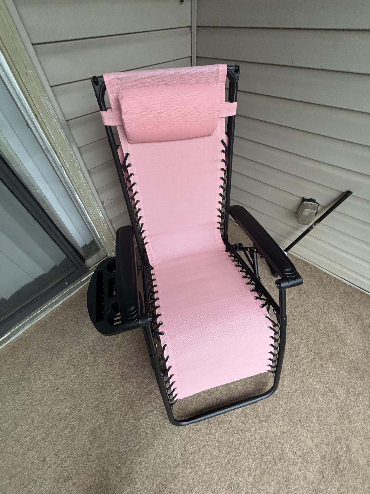 Best Choice Products Folding Zero Gravity Outdoor Recliner Patio Lounge Chair w/Adjustable Canopy Shade, Headrest, Side Accessory Tray, Textilene Mesh - Beige customer photo 1