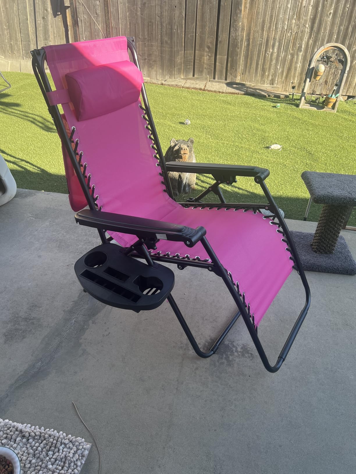 Best Choice Products Folding Zero Gravity Outdoor Recliner Patio Lounge Chair w/Adjustable Canopy Shade, Headrest, Side Accessory Tray, Textilene Mesh - Beige customer photo 2