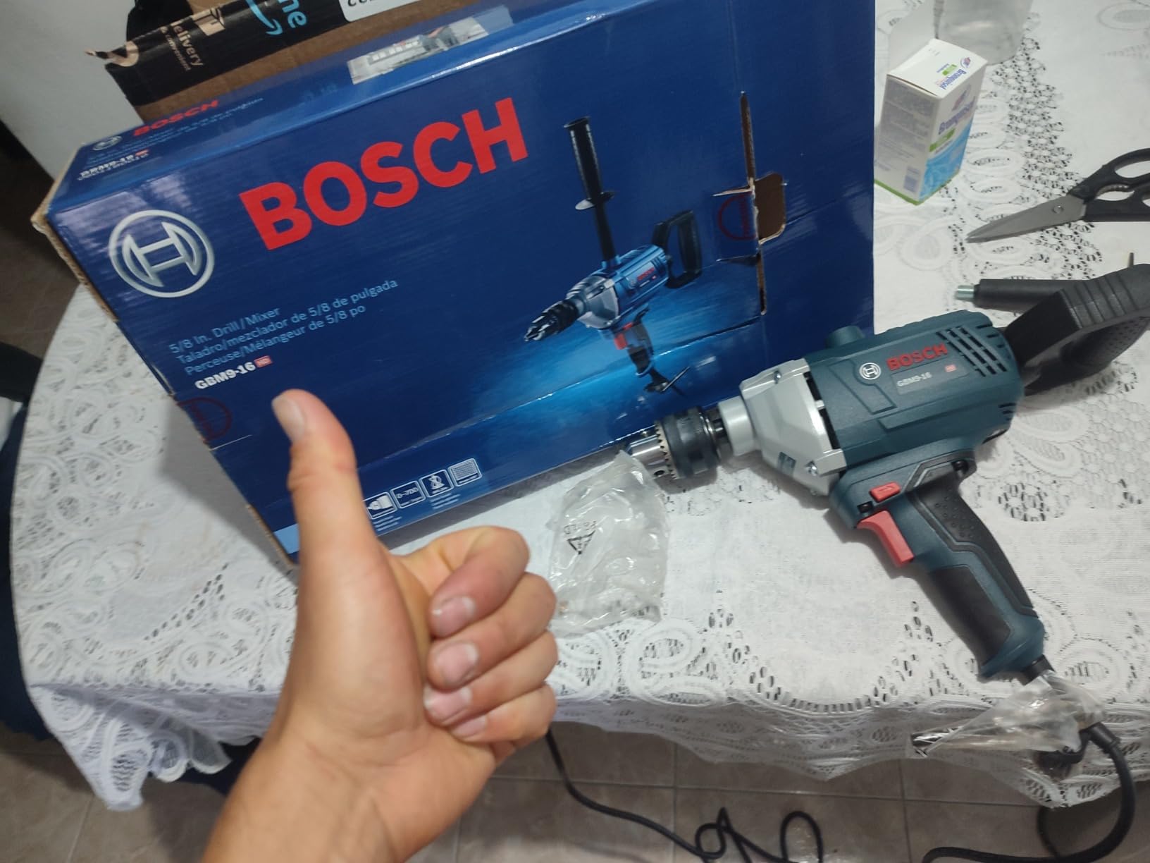 BOSCH GBM9-16 9 Amp 5/8 Inch Mixer with D-Handle, Variable-Speed Mixing, 5 x 8 Grip for Control customer photo 2