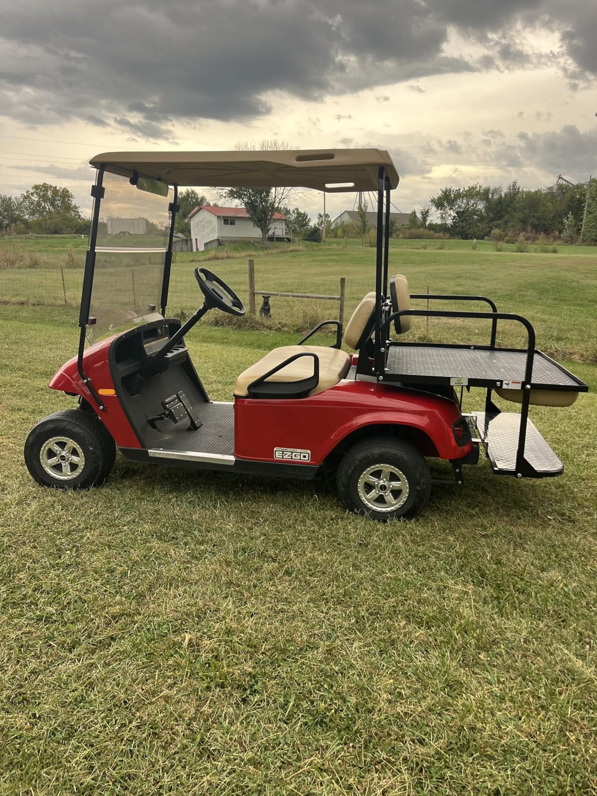 EZGO TXT Golf Cart Flip Folding Rear Seat Kit | Compatible with 1994.5-Up Models (Tan) customer photo 1