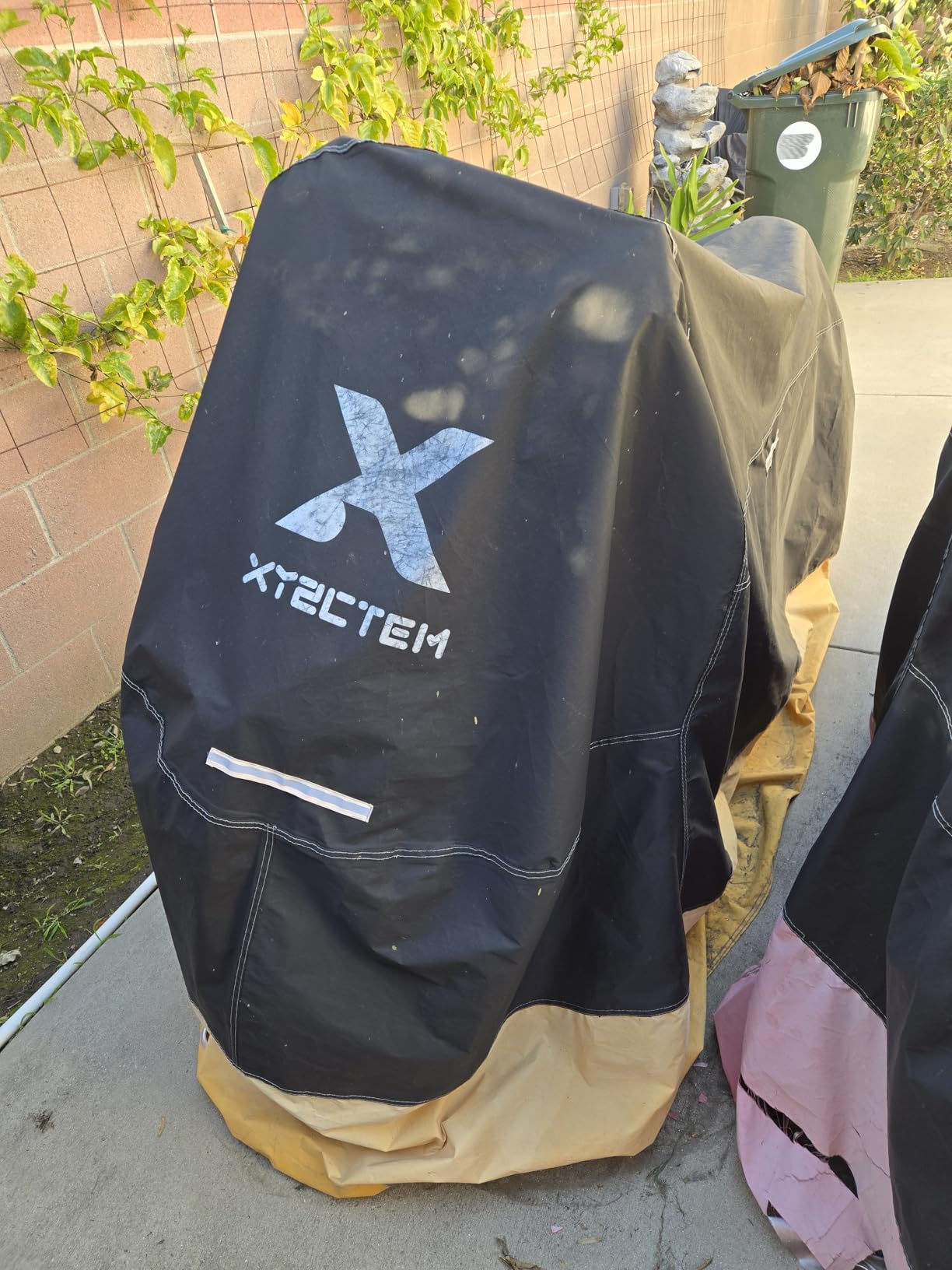 XYZCTEM Motorcycle Cover - All Season Waterproof Outdoor Protection | Fits up to 116 Inch Tour Bikes, Choppers and Cruisers - Protect Against Dust, Debris, Rain and Weather (Black & Orange) customer photo 1