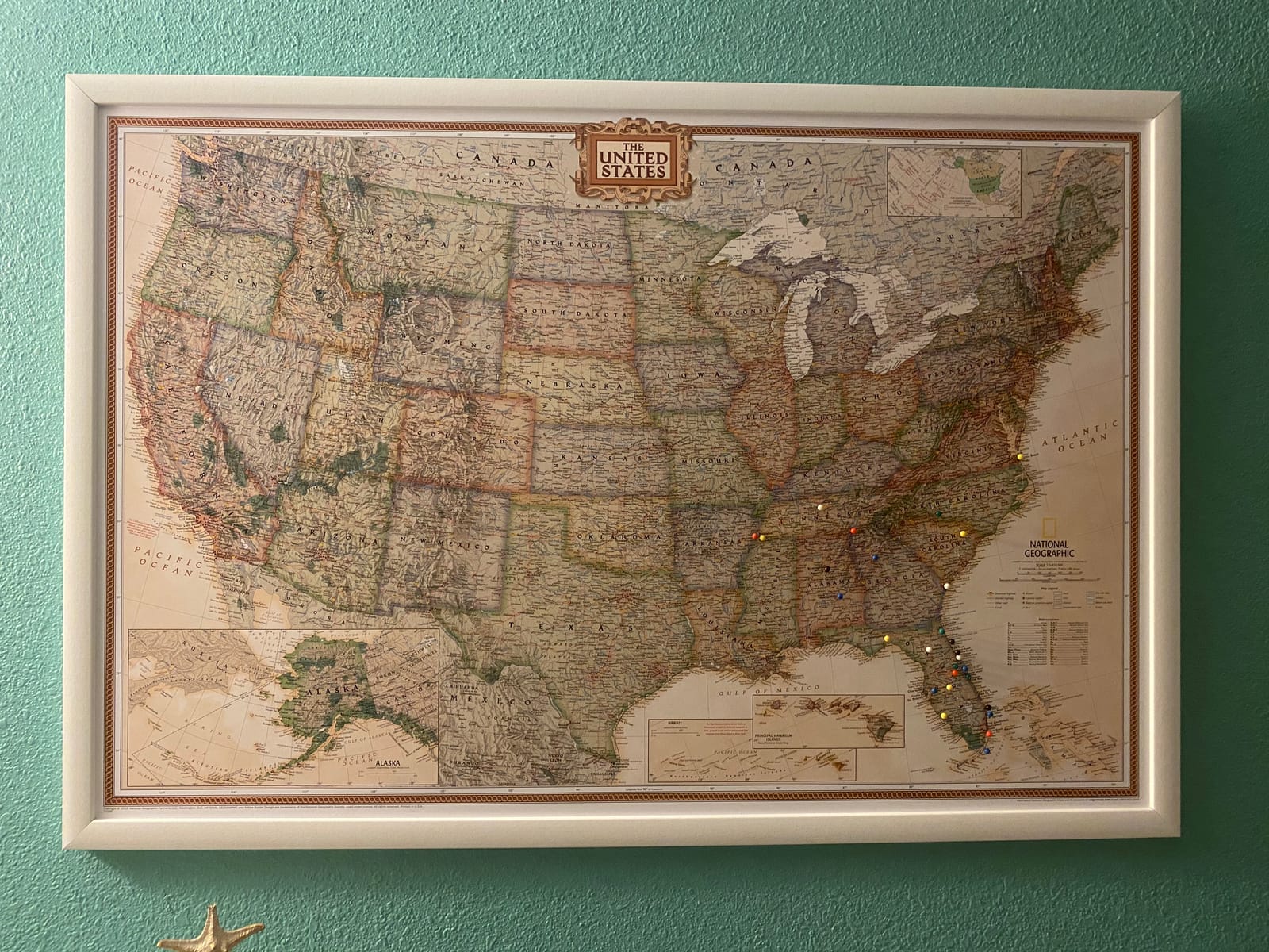 Craig Frames Travel Map with Pins, Executive US Map for Wall Art, 24x36 Frame, Black Modern Style customer photo 2