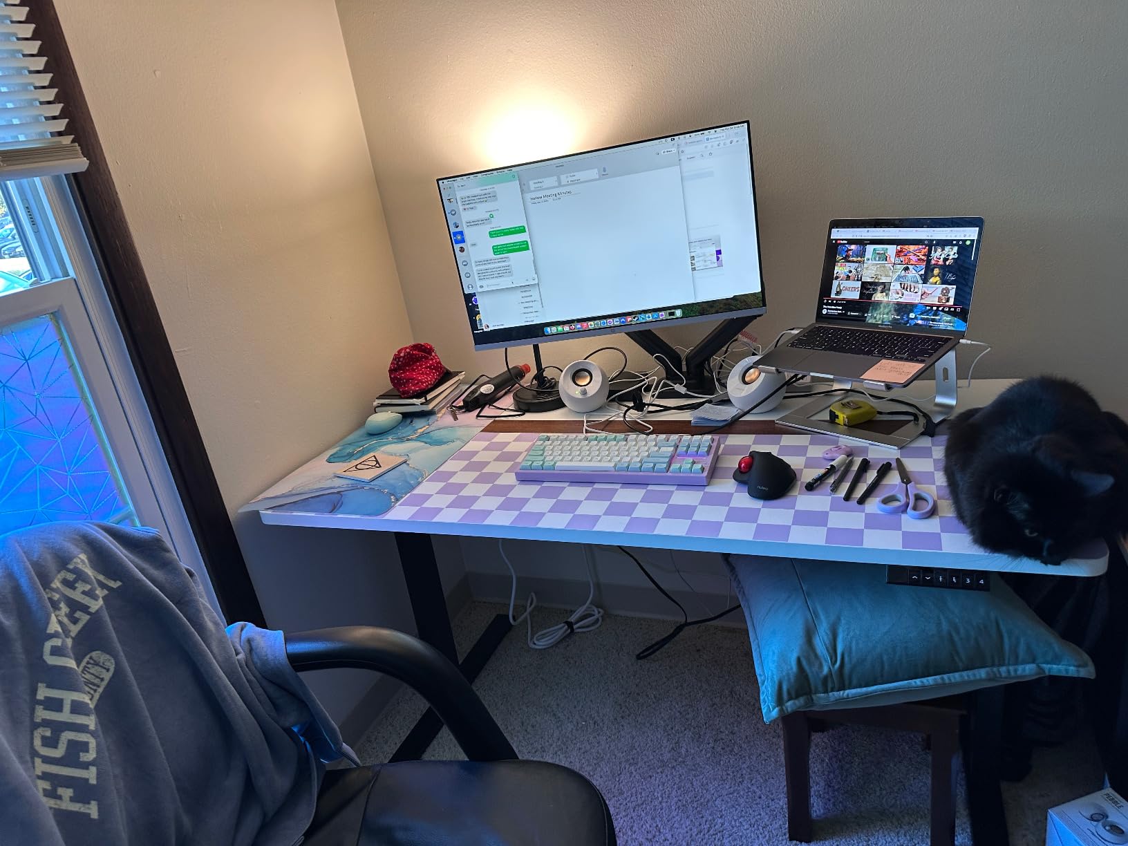 VIVO Dual Monitor Stand, Fully Adjustable Arms for 17 to 32 inch Screens, Mechanical Articulating Desk Mount, Gaming and Office Setups, VESA 75x75, 100x100, Max 19.8 lbs, Classic, Black, STAND-V002O customer photo 2