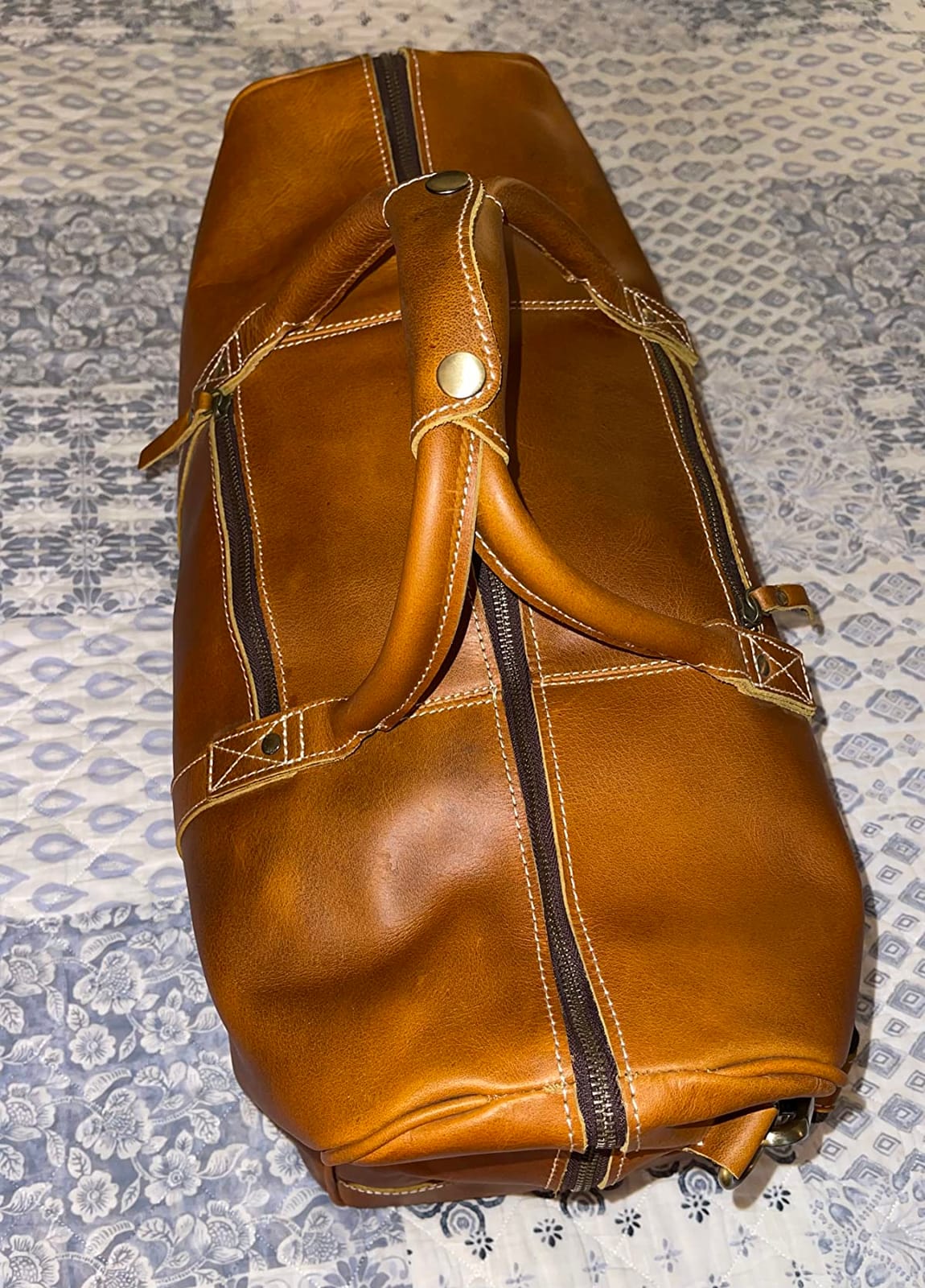 KomalC Leather Duffle Bags for Men and Women Travel Overnight Weekend sports bag holdall Gym Duffel for Men customer photo 2