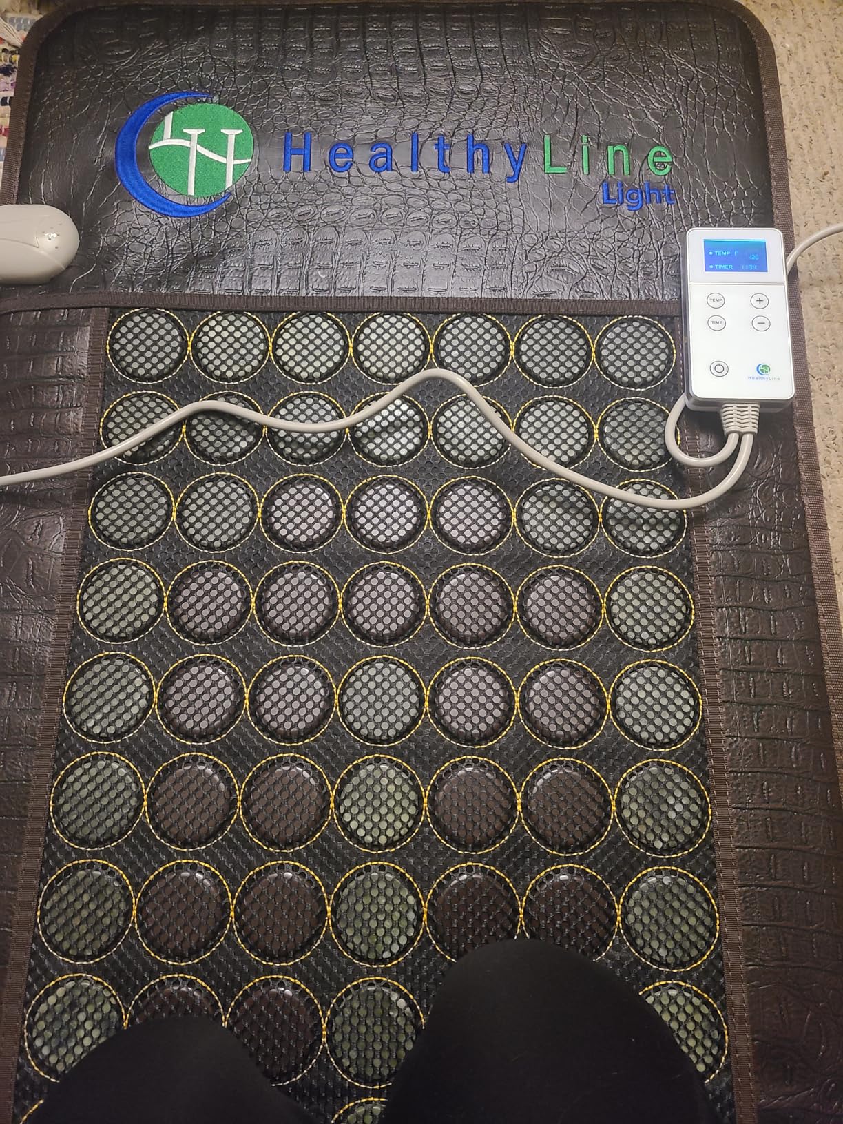 Far Infrared Heating Pad for Back, Neck, Shoulder & Muscle Pain Relief - Weighted Electric Mat with Jade & Tourmaline Stones, Grounding - by HealthyLine - Full Body Large Size 72 x 24 in customer photo 2
