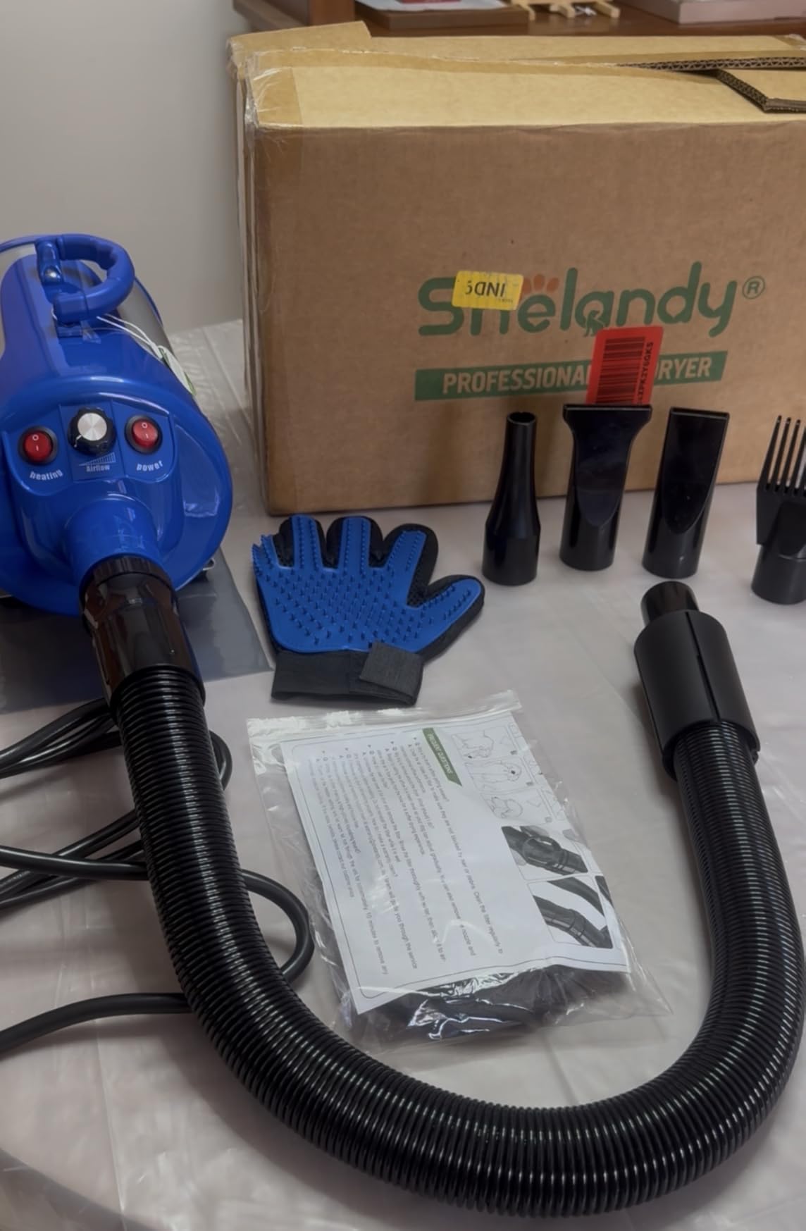 SHELANDY Groomer Partner Pet Hair Force Dryer Dog Grooming Blower with Heater (Blue) customer photo 1