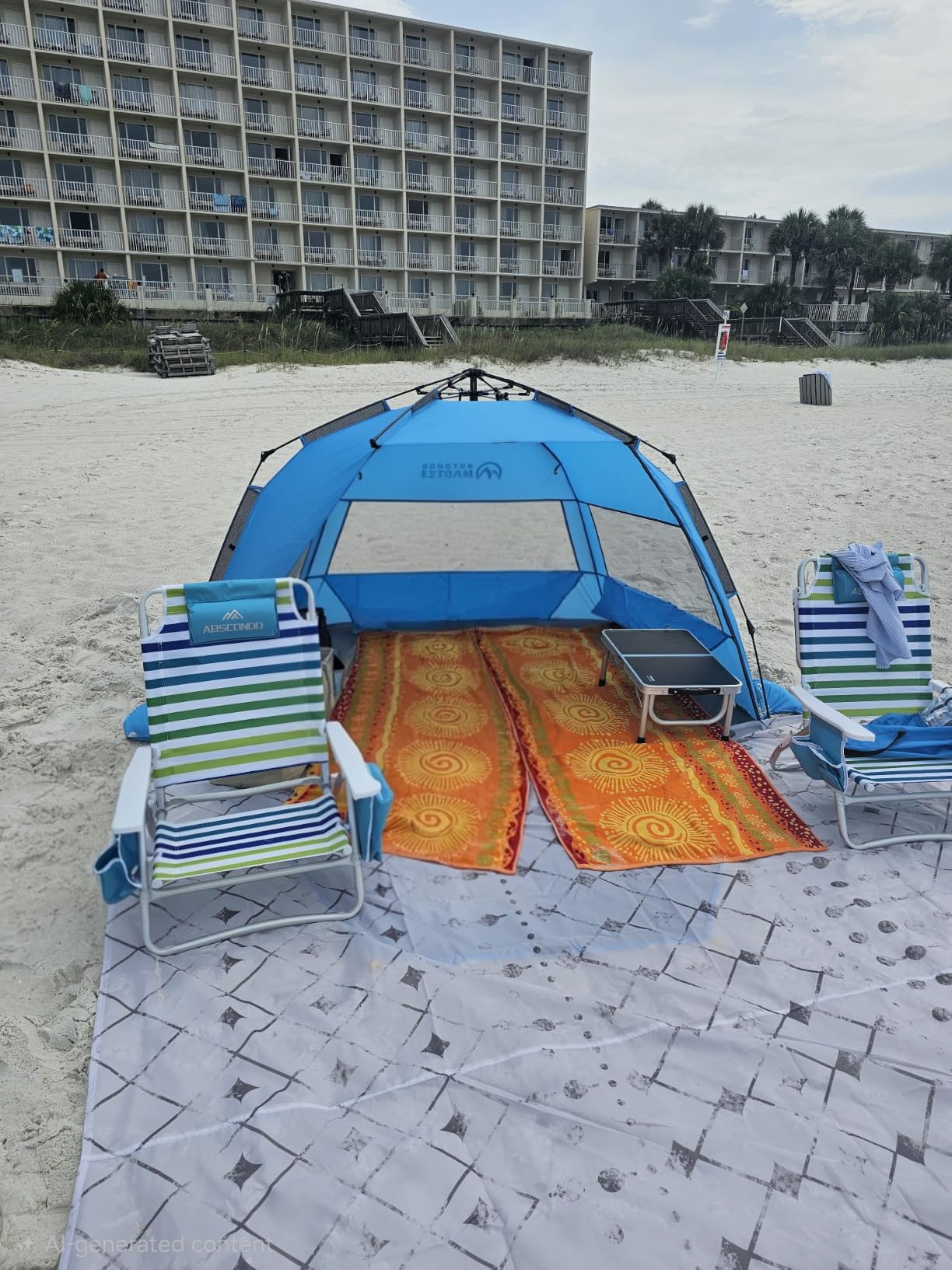 OutdoorMaster Beach Tent Sun Shelter for 3-4 Person, Pop Up Beach Tent Easy Setup with Sandbags, Portable Sun Shade Canopy with Carrying Bag for Beach & Outdoor, UPF50+ UV Protection, Family Size customer photo 1