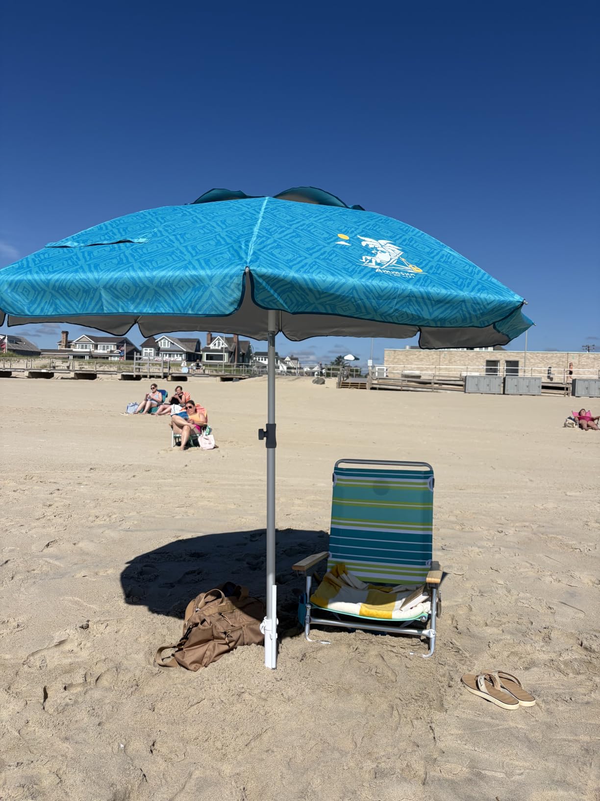 AMMSUN 7ft Heavy Duty High Wind Beach Umbrella Parasols with Sand Anchor Vent Tilt UPF 50+ Sun Protection Portable Outdoor Sunshade Umbrellas Carry Bag for Patio Garden Pool Backyard Blue customer photo 1