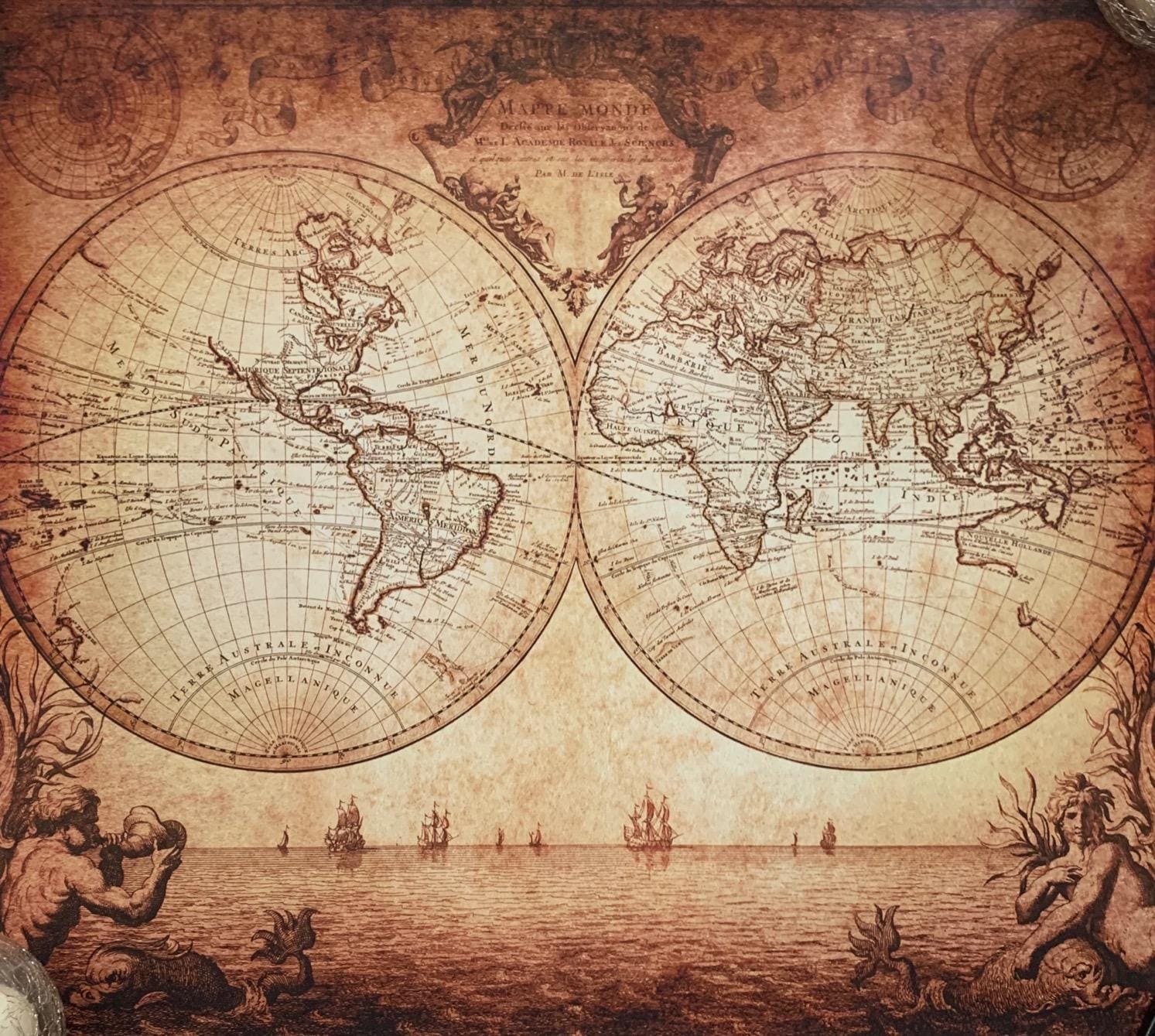 Vintage Old World Map Poster Print Nautical Sailing Ship Map Wall Decor | 1733 Historical Chart, Antique Ocean Map Decor, Home Office Library Study, Gift for Sailor, 45.7x40.9cm, Unframed, Wall Art customer photo 2
