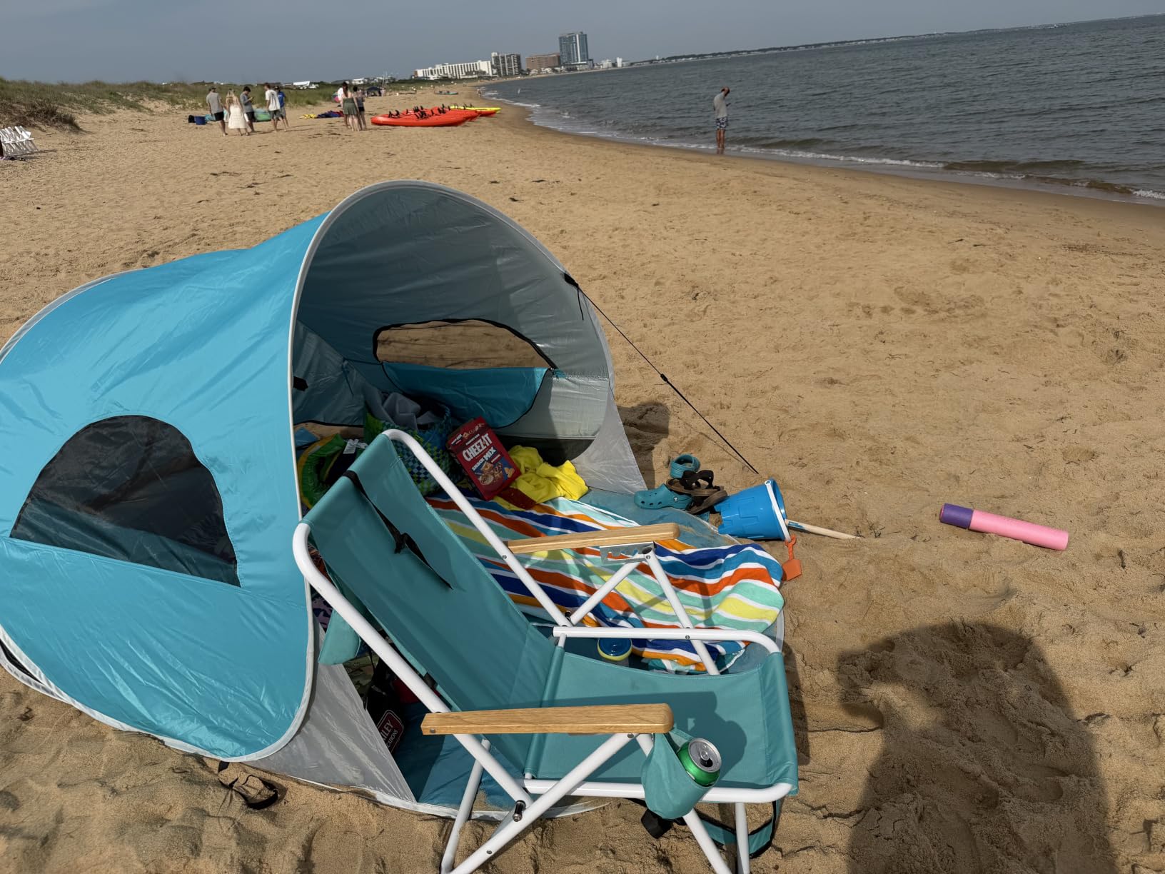 Wolfwise Pop up Beach Tent Sun Shelter with UPF50+ UV Protection, Instant Easy Setup Popup Beach Shade Canopy for 3 Person, Portable & Foldable with Carring Bag, 87 ×57×47 in, Blue customer photo 1