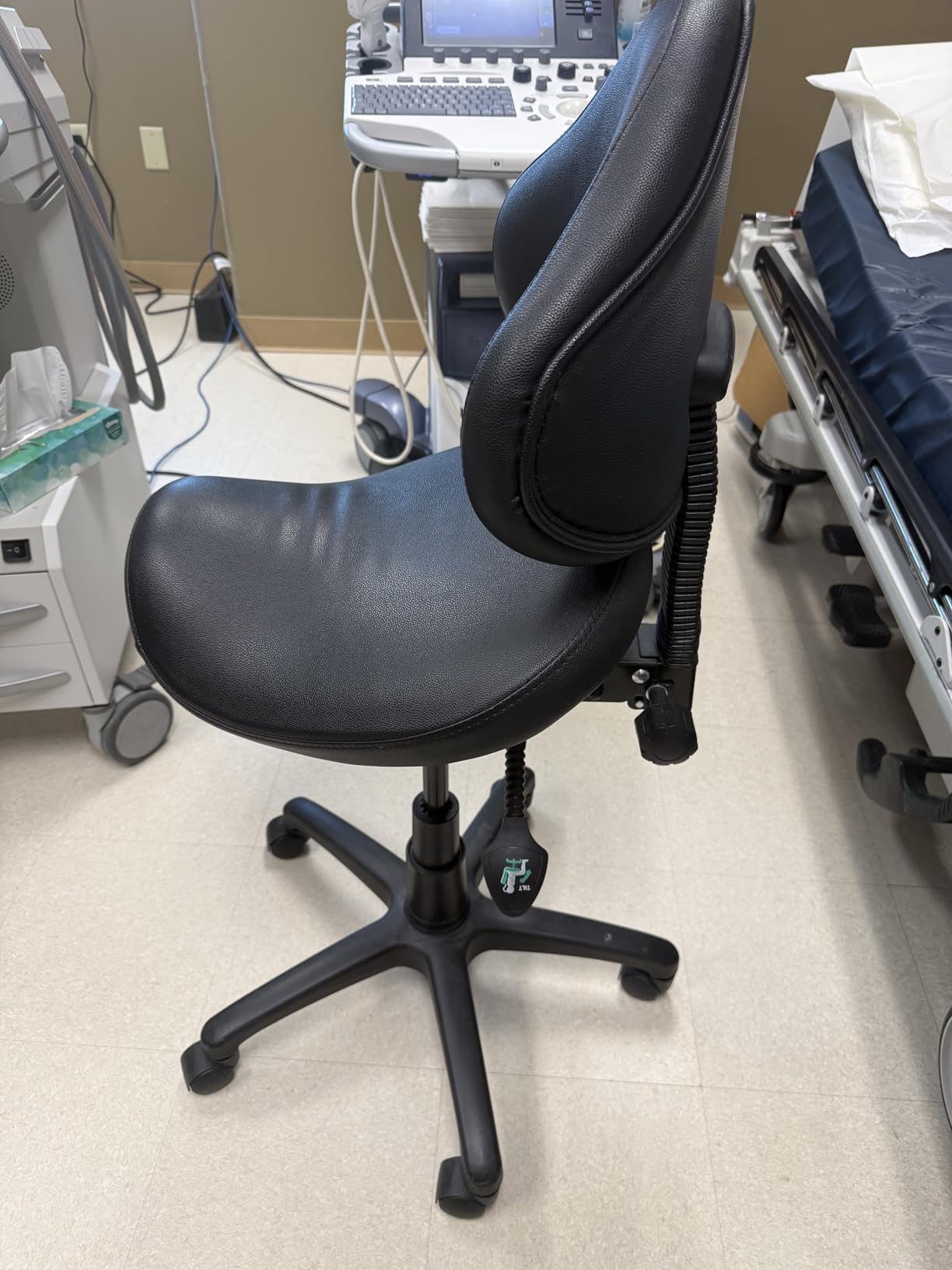 2xhome - Ergonomic Adjustable Rolling Saddle Stool Chair with Back Wheels Support for Clinic Hospital Pharmacy Medical Beauty Lab Exam Office Technician Physical Therapy, Single, Set of 1 customer photo 2