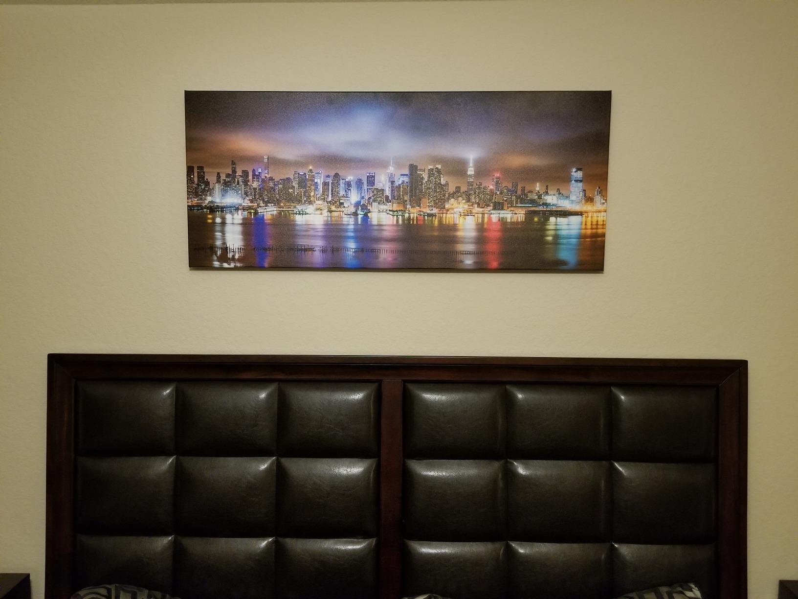 sechars - New York City Wall Art Manhattan Skyline Panorama on Cloudy Night Picture Giclee Art Print Modern Home Office Wall Decoration customer photo 2