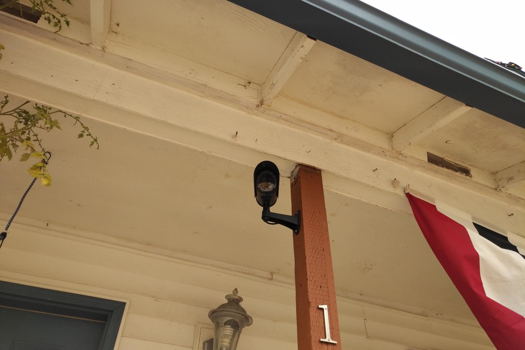 Dummy Security Camera, Fake CCTV Surveillance System (1, Black) | Fake Camera with Realistic Red Flashing Lights and Warning Sticker for Indoor Outdoor customer photo 1