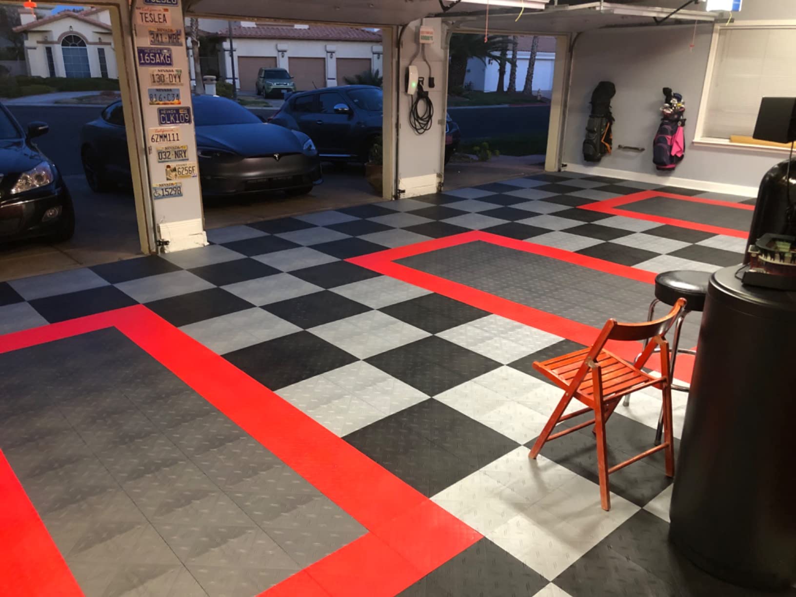 Big Floors RaceDeck Garage Floor Tiles, Interlocking Garage Flooring, Diamond Plate Pattern Heavy-Duty Copolymer Modular Tile (Black, 48 Pack of 12 x 12