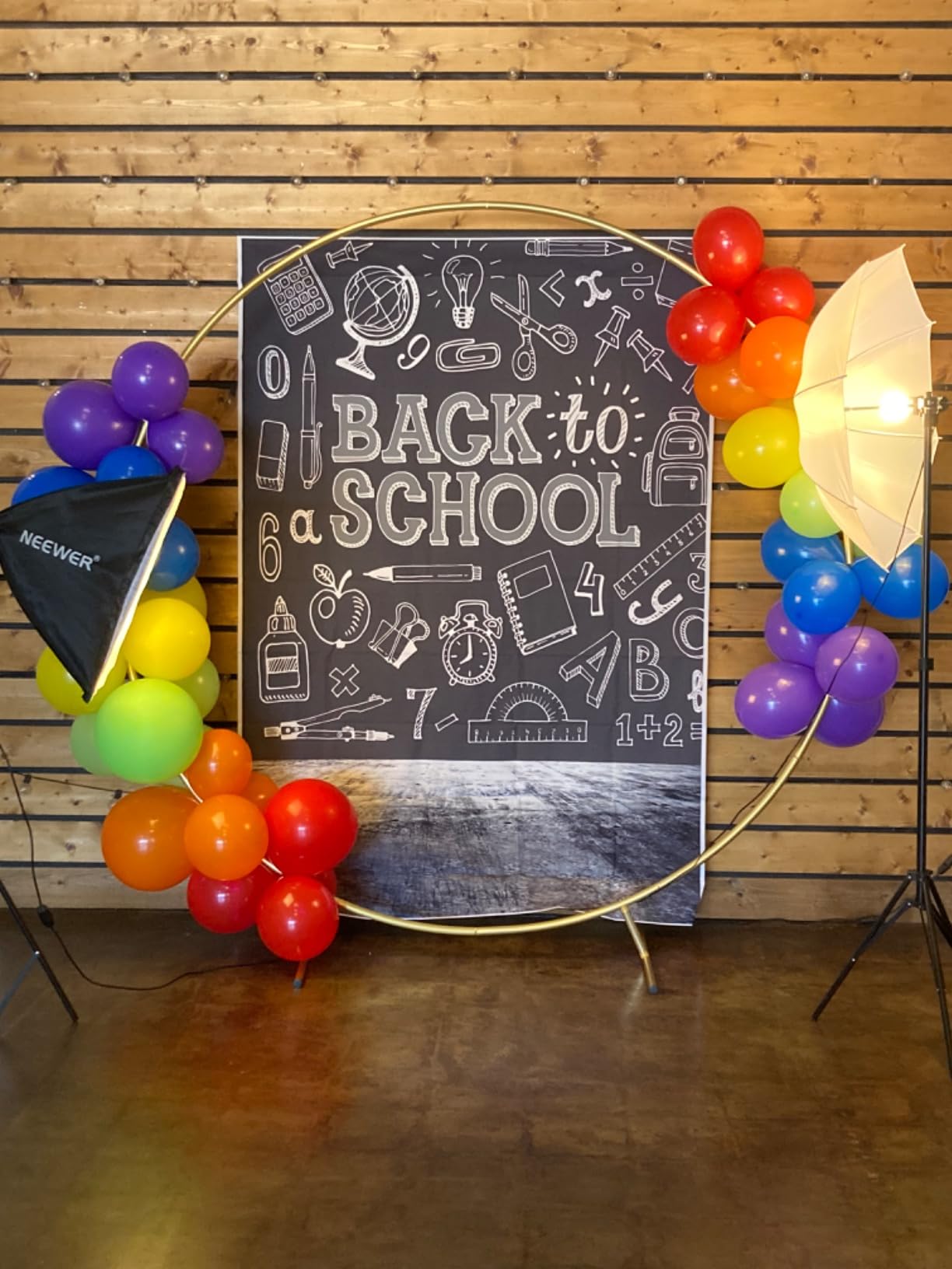 Laeacco Black Back to School Backdrop for Photography 5x7ft | Blackboard Photo Background with White Chalk Doodles Welcome Back to School Party Decorations Banner Photo Booth Props customer photo 2