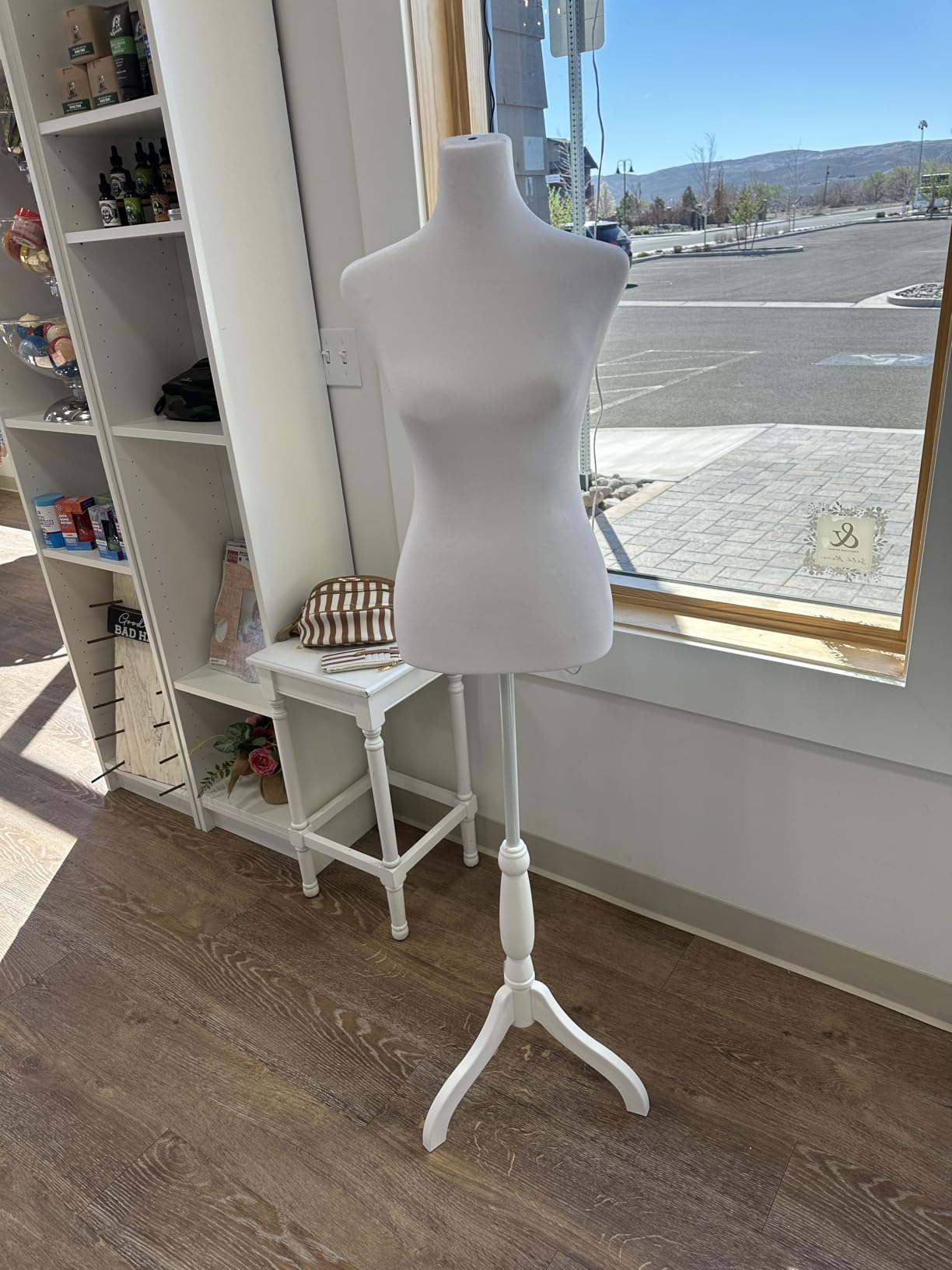 Female Dress Form Mannequin Torso Body with Adjustable Tripod Stand Dress Jewelry Display (Beige) customer photo 2