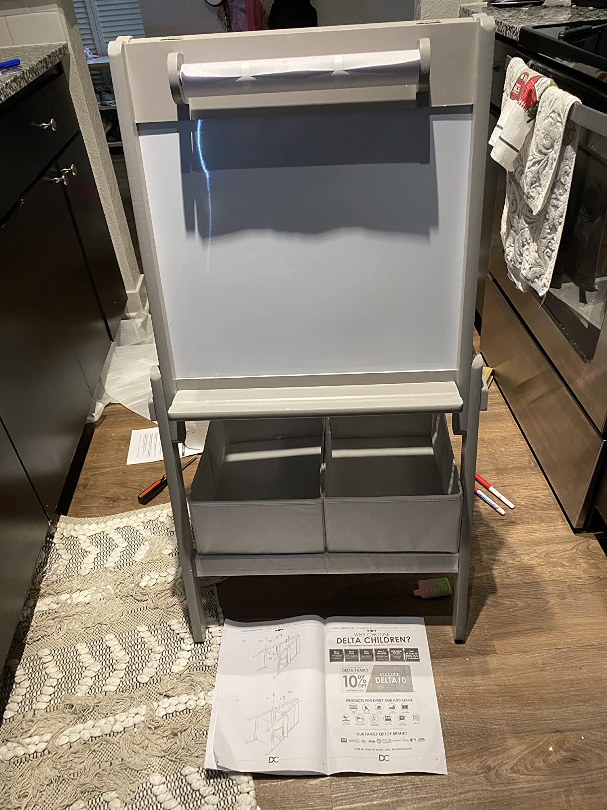 Delta Children MySize Kids Double-Sided Storage Easel - Ideal for Arts & Crafts, Drawing, Homeschooling and More - Greenguard Gold Certified, Grey customer photo 2