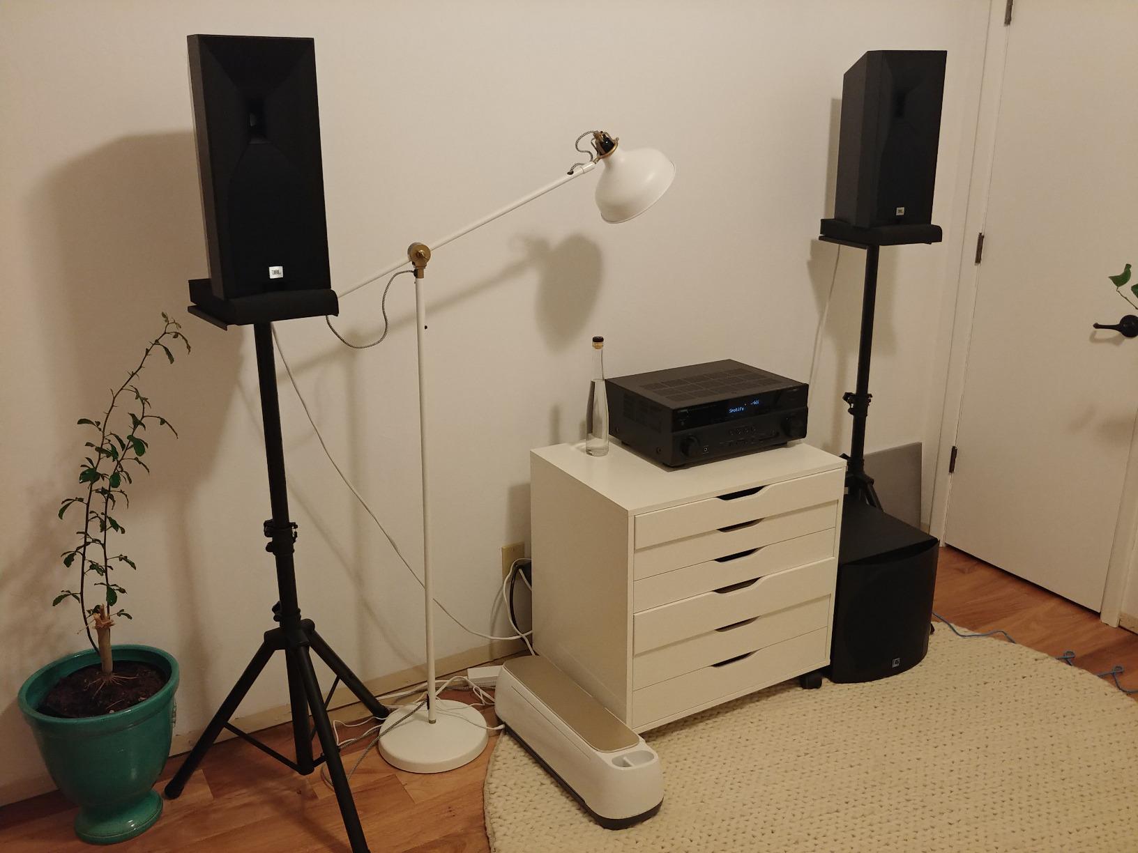 Pyle Adjustable Speaker Stand Pair - Dual Studio Monitor Tripod with Metal Base, Anti-Slip Speaker Pads, Height Adjustment from 34