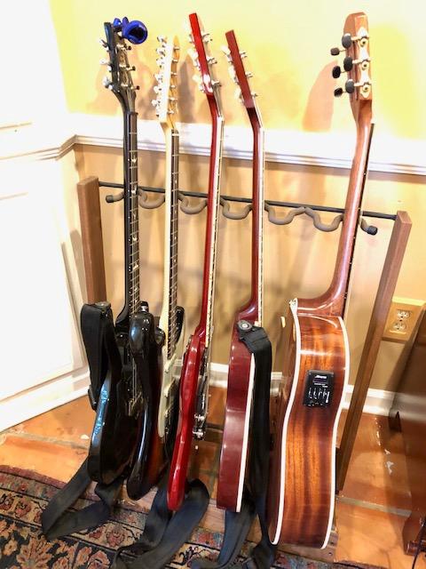 String Swing Guitar Stand, Multi Guitar Rack for Acoustic, Electric, Bass Guitars, Hand Welded Steel & Black Walnut Hardwood, Padded Guitar Holders, Guitar Stands Floor - USA Made customer photo 2