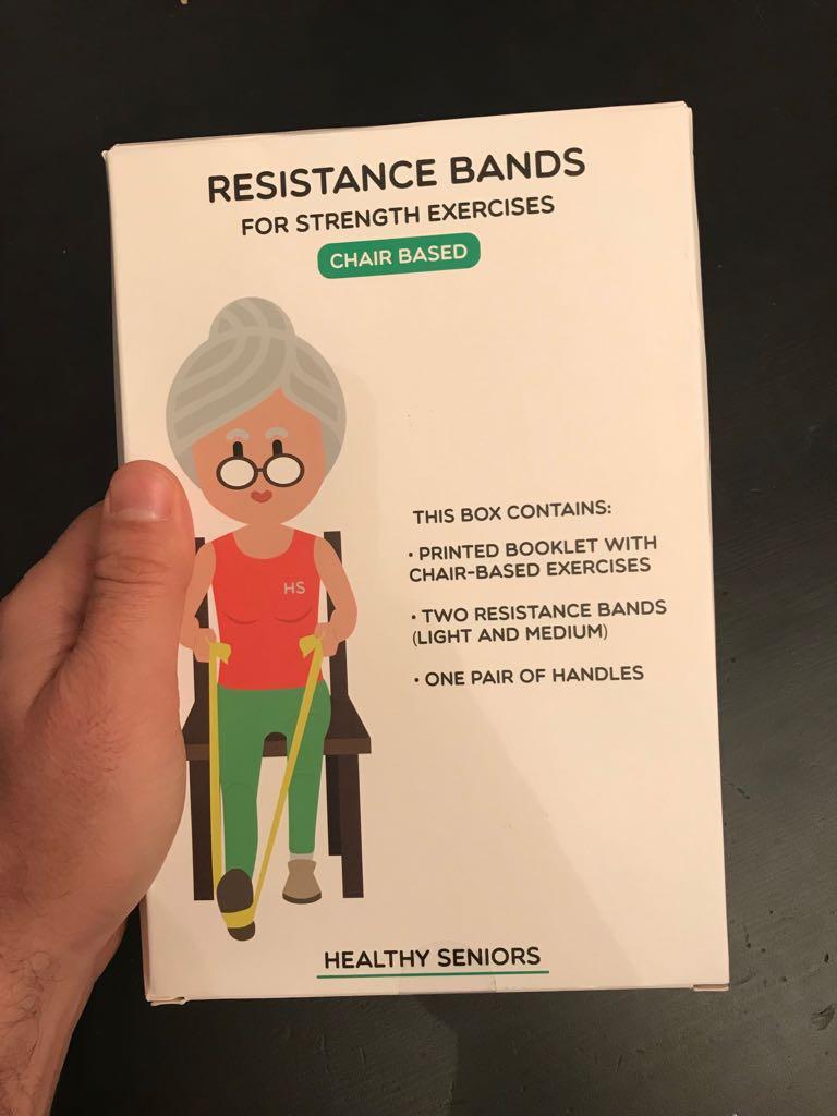 Healthy Seniors Chair Exercise Program with Two Resistance Bands, Handles and Printed Exercise Guide. Suitable for Rehab or Physical Therapy. Thoughtful Gift for Grandma or Grandpa customer photo 2