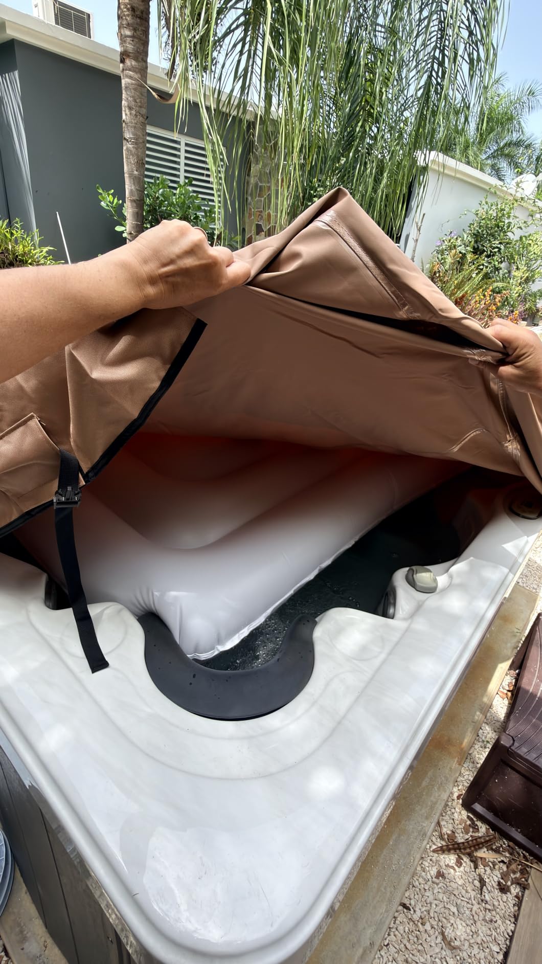 ULTCOVER Waterproof Square Hot Tub SPA Cover 85 inch | Heavy Duty 600D Polyester, UV Resistant, Hot Tub Hard Cover Protector customer photo 2