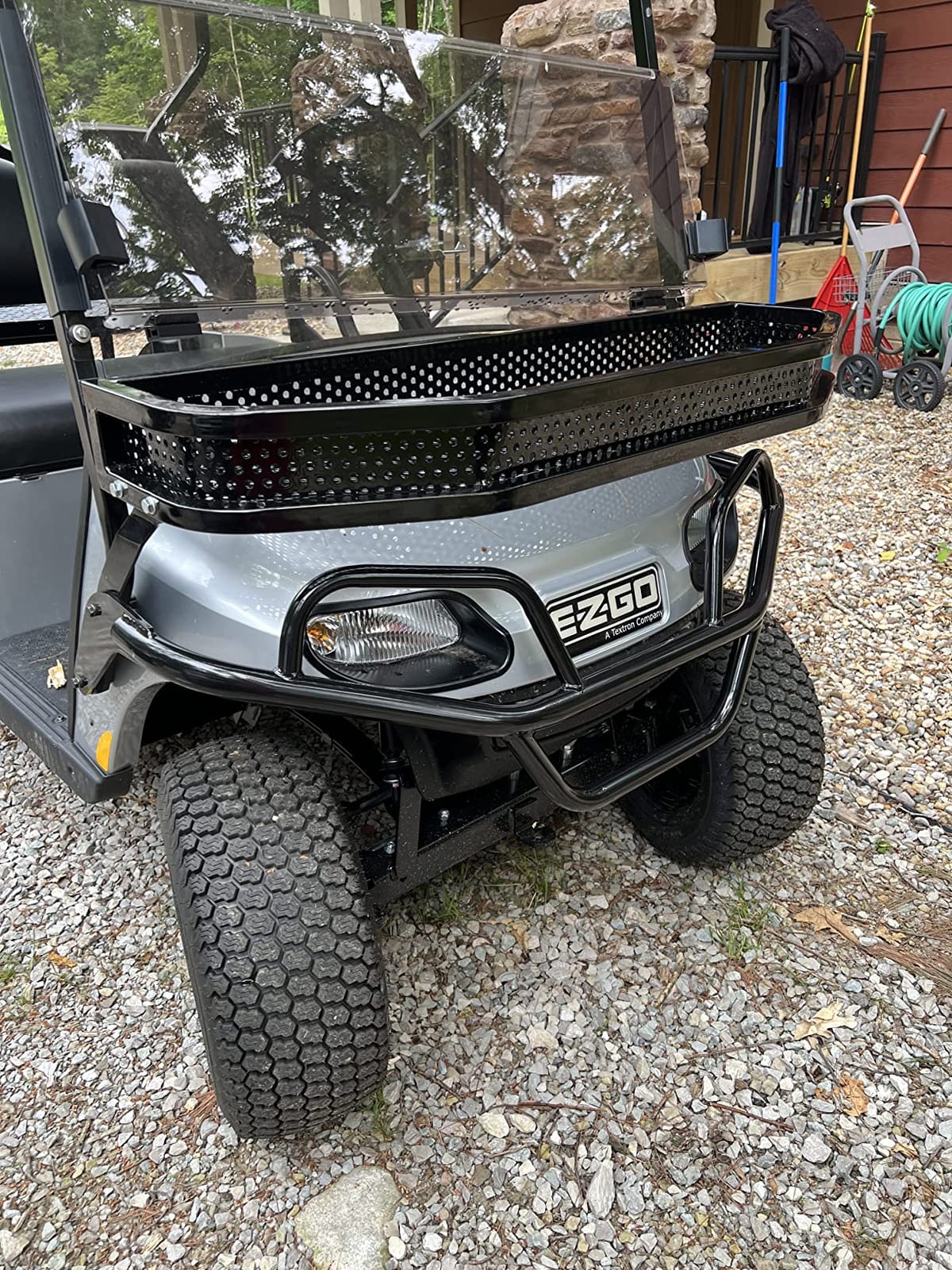 Red Hawk BG-124 Brush Guard Compatible with/Replacement for E-Z-Go TXT 2014 Front, Black Powder Coat Steel Golf Carts | OEM replacement, for golf cart, BG-124 customer photo 1
